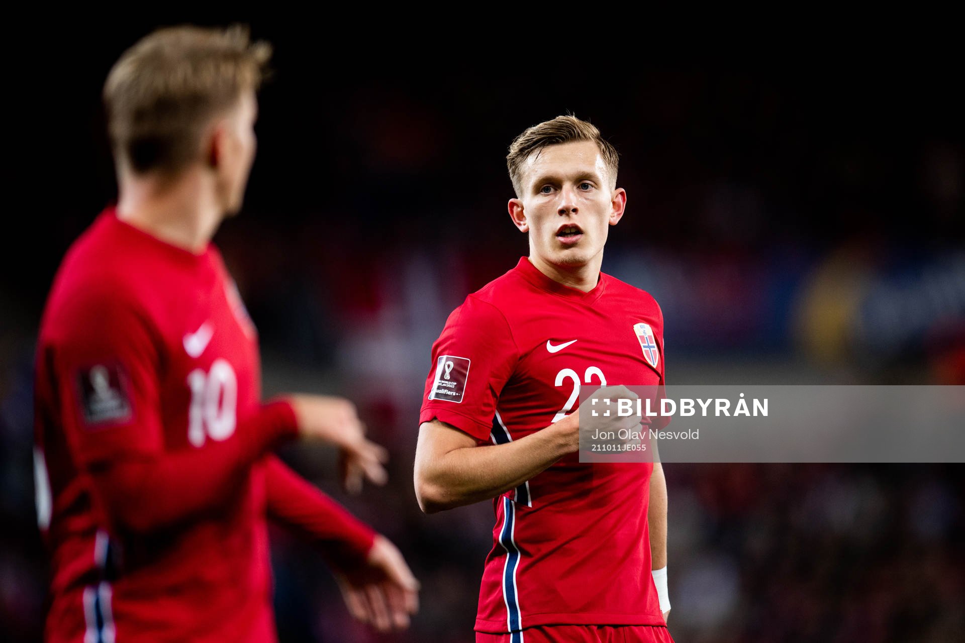 Martin Ødegaard and Marcus Holmgren Pedersen of Norway