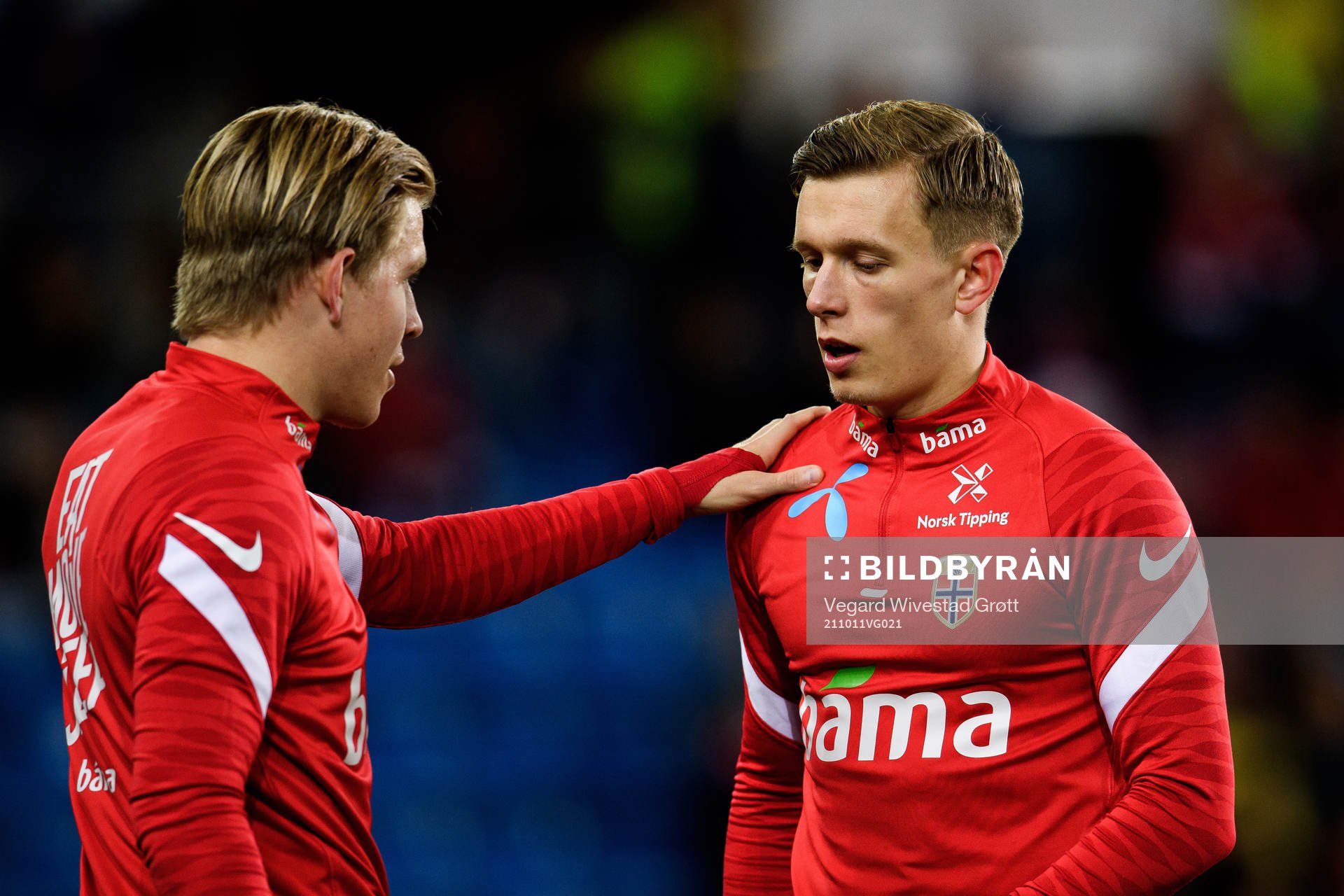 Jens Petter Hauge and Marcus Holmgren Pedersen of Norway