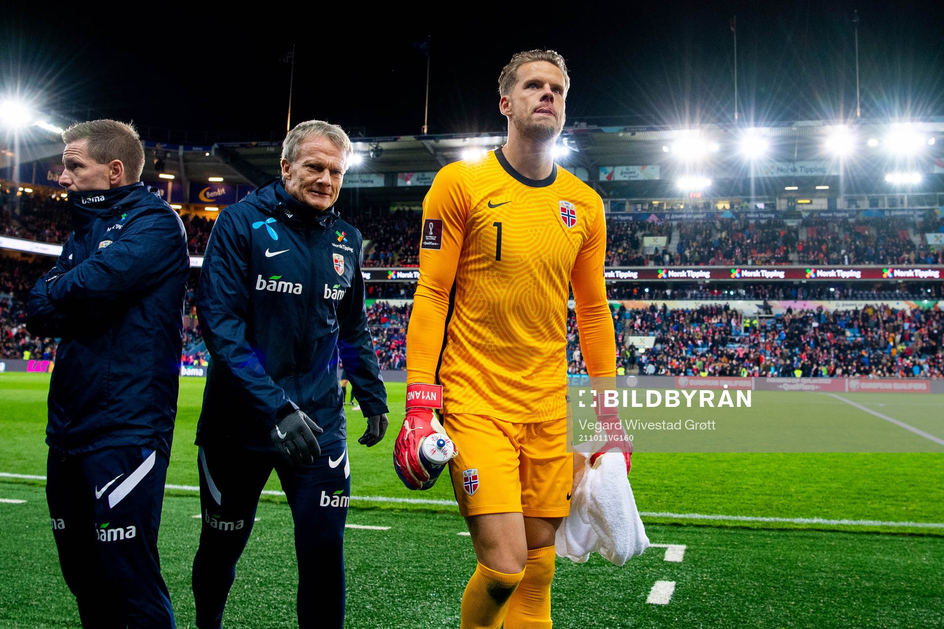 Goalkeeper Ørjan Håskjold Nyland of Norway at half-time