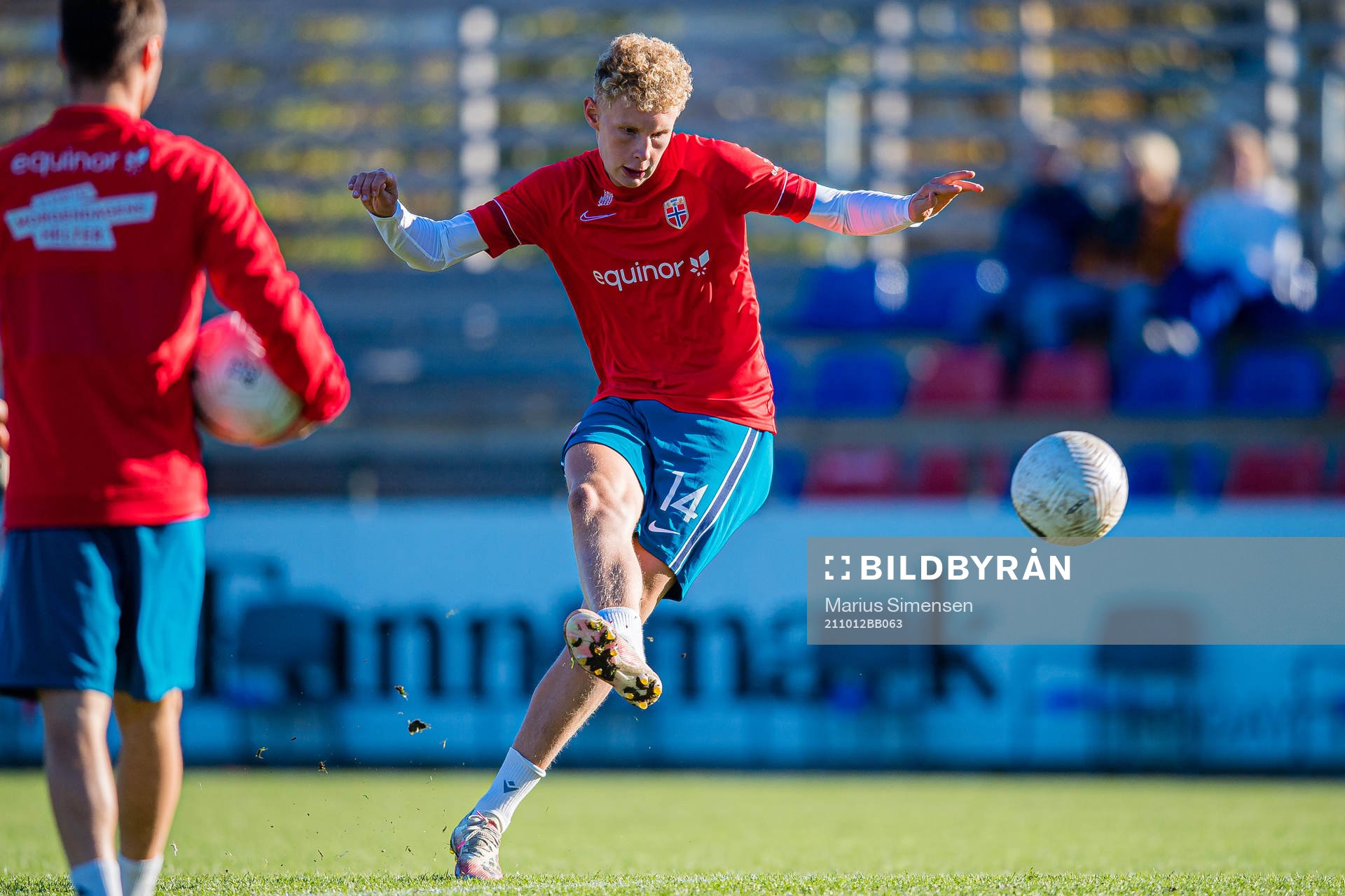 August Stana Frobenius of Norway warms up