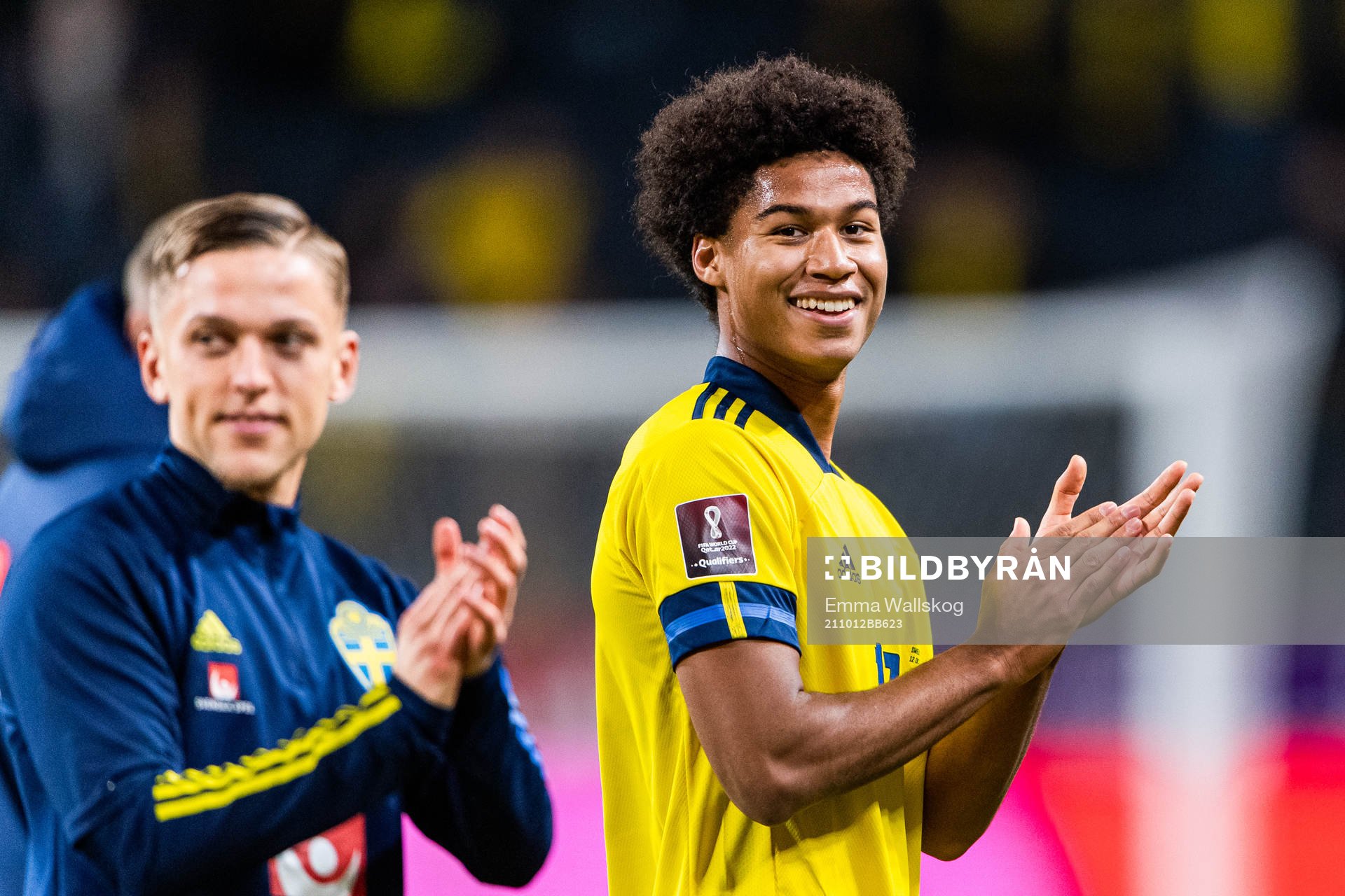 Jens-Lys Cajuste of Sweden celebrates