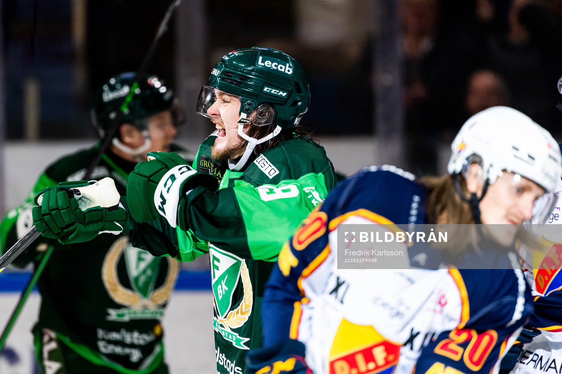 Färjestads Linus Johansson jublar