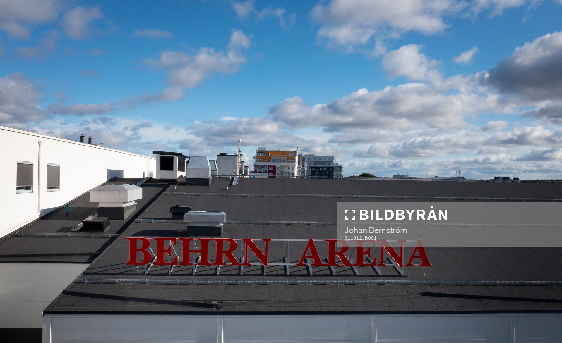 Drönarvy på Behrn Arena