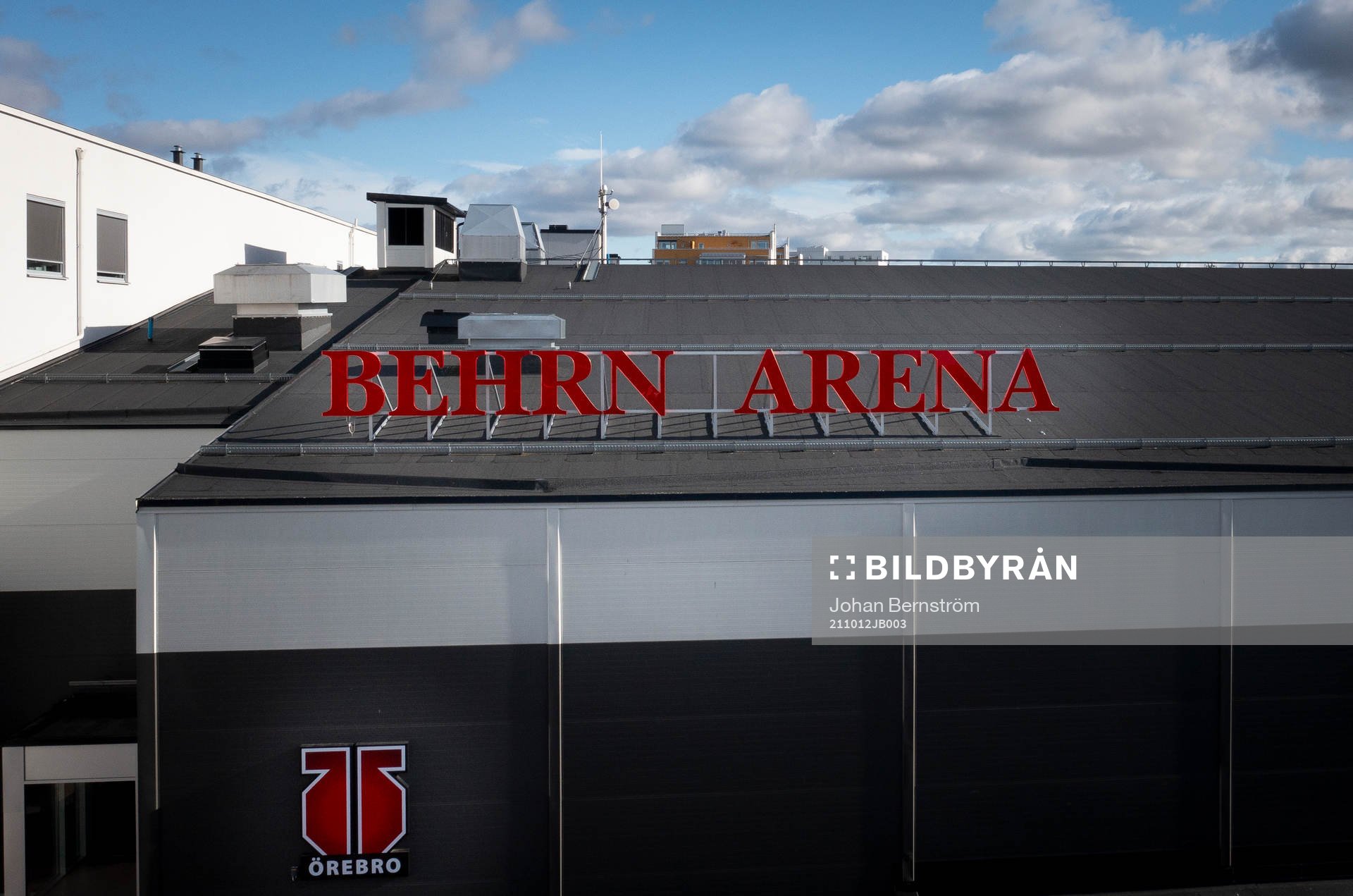 Drönarvy på Behrn Arena