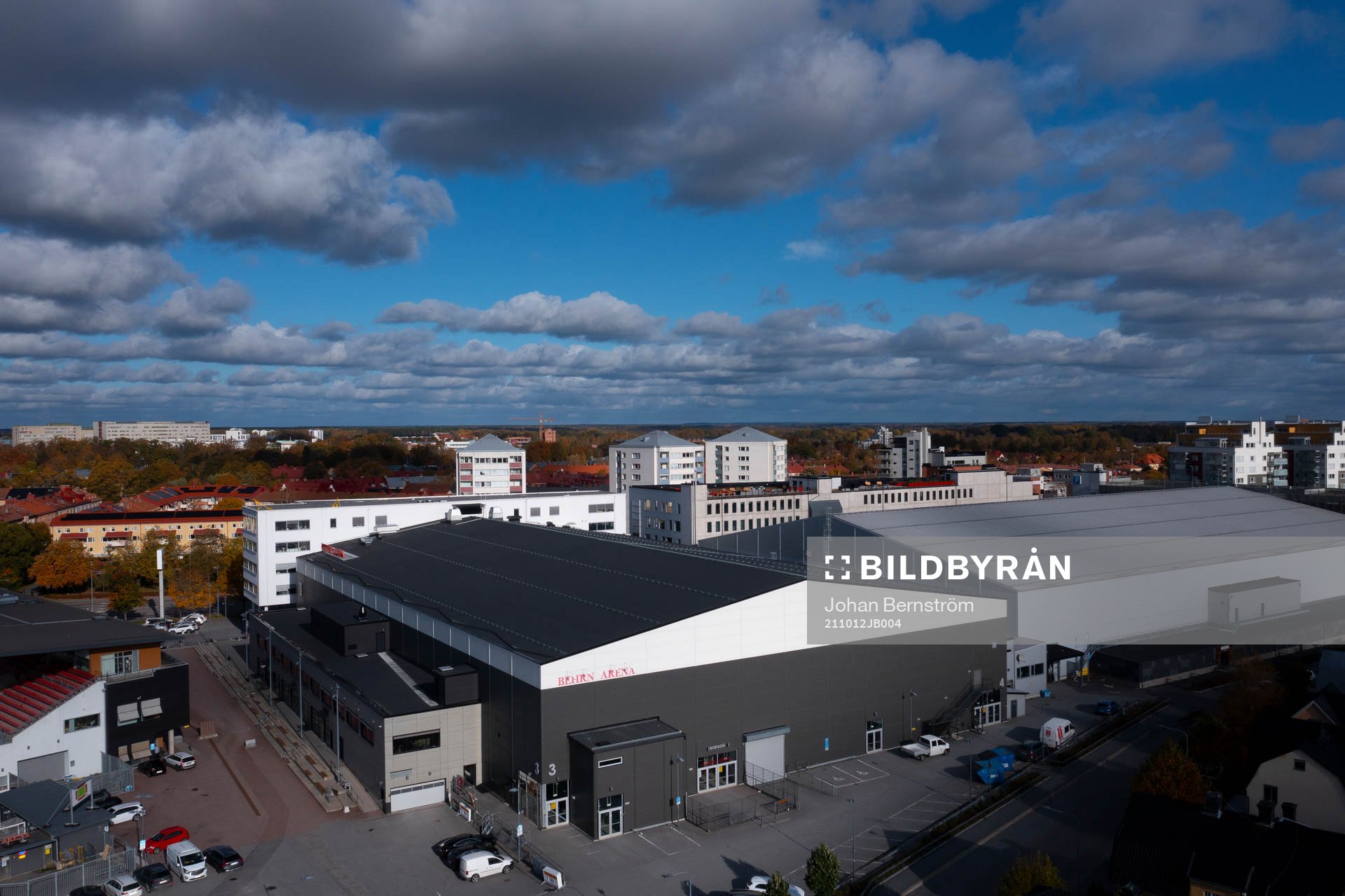 Drönarvy på Behrn Arena