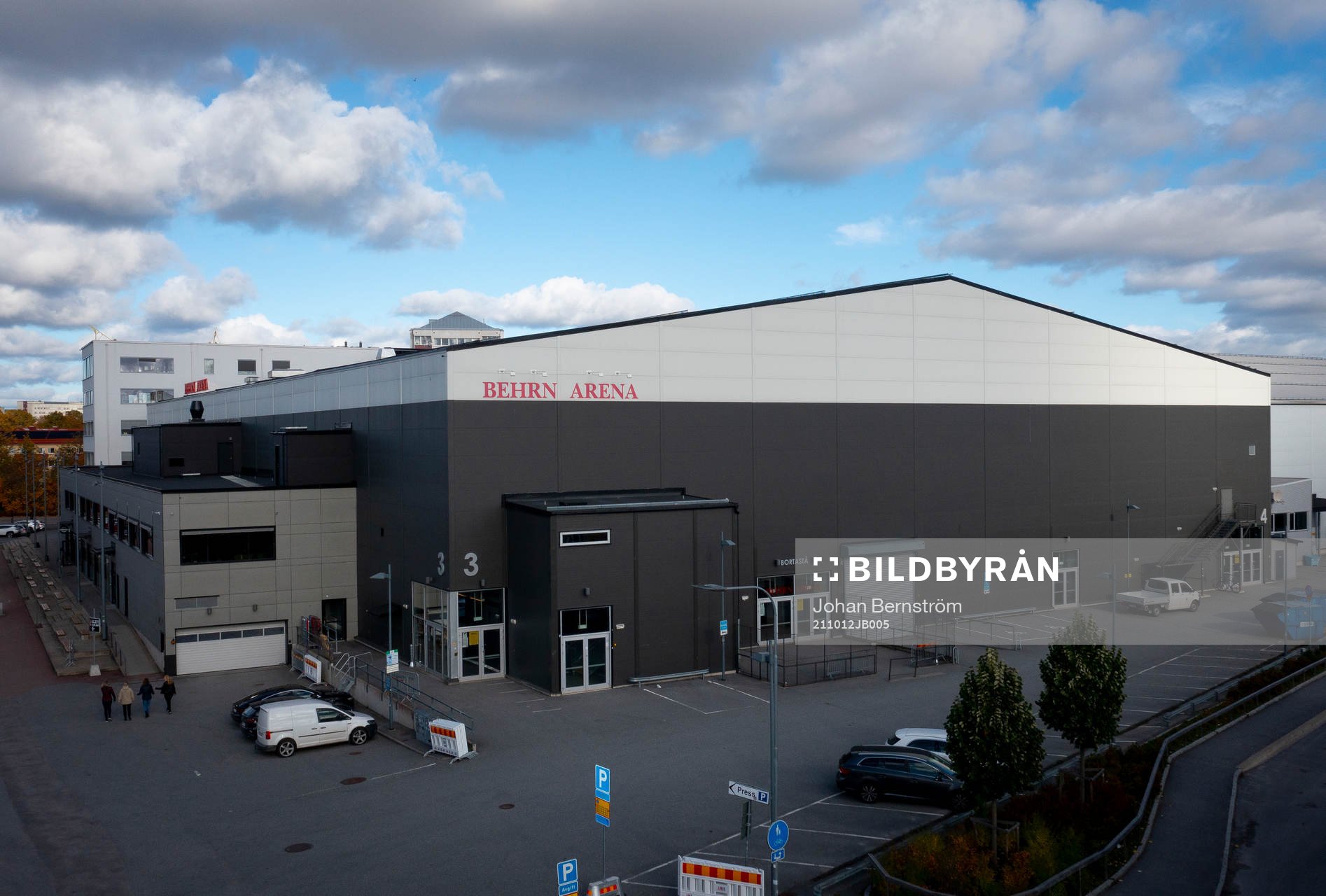 Drönarvy på Behrn Arena