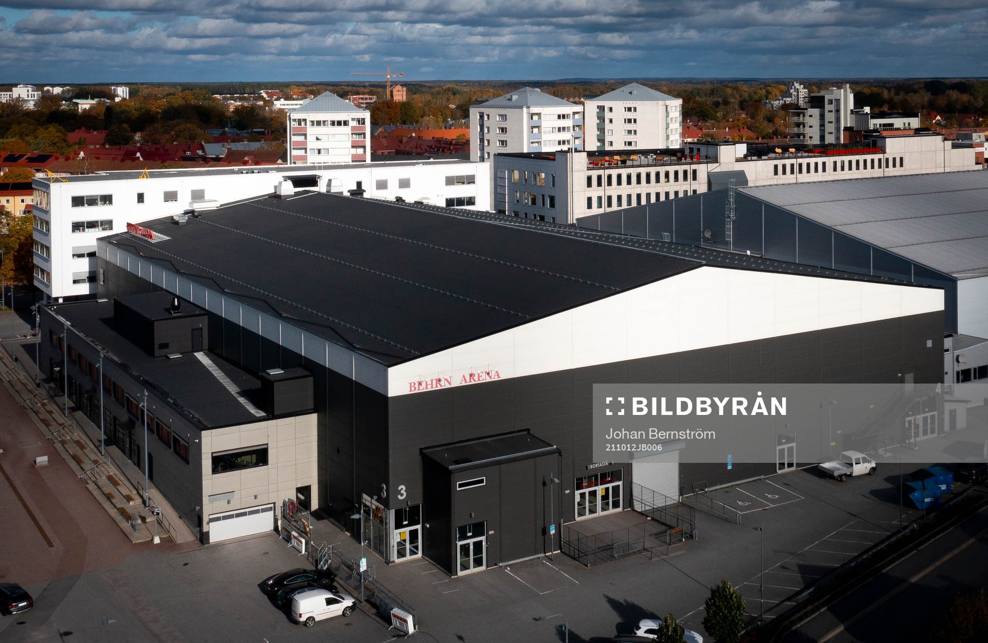 Drönarvy på Behrn Arena