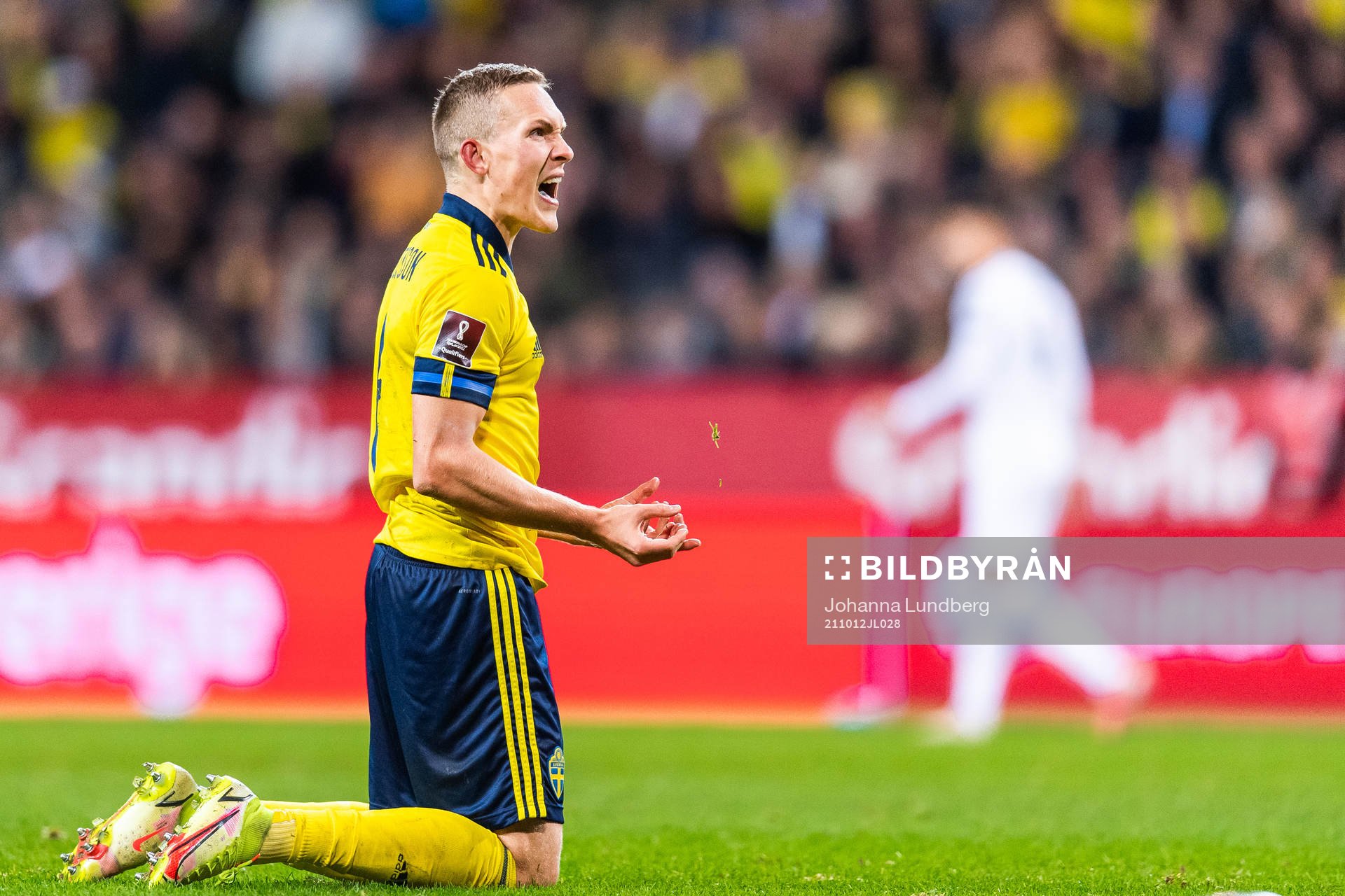 Ludwig Augustinsson of Sweden reacts