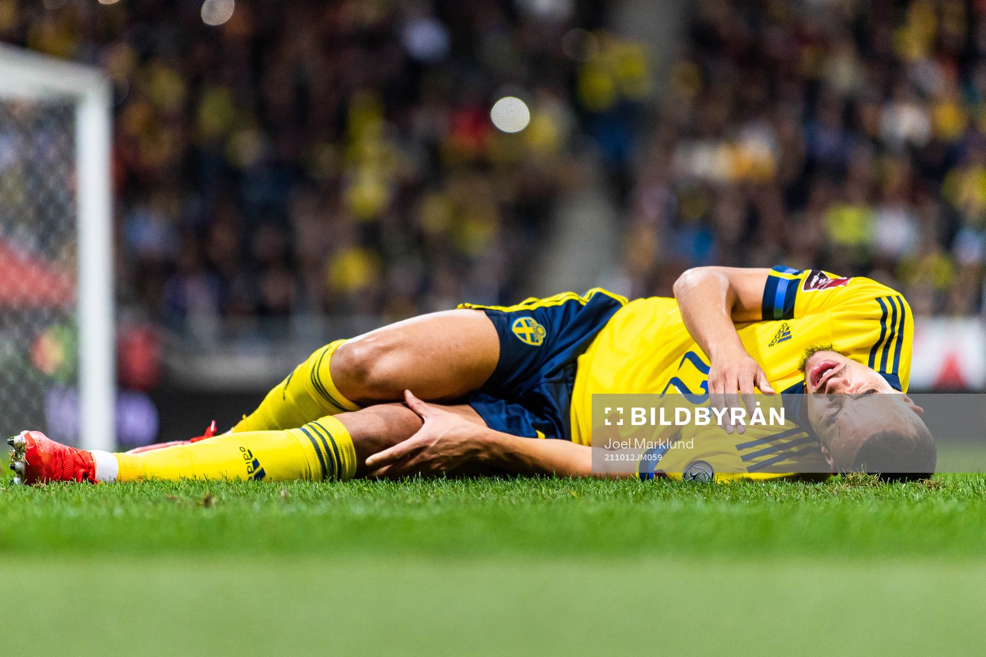 Robin Quaison of Sweden in pain