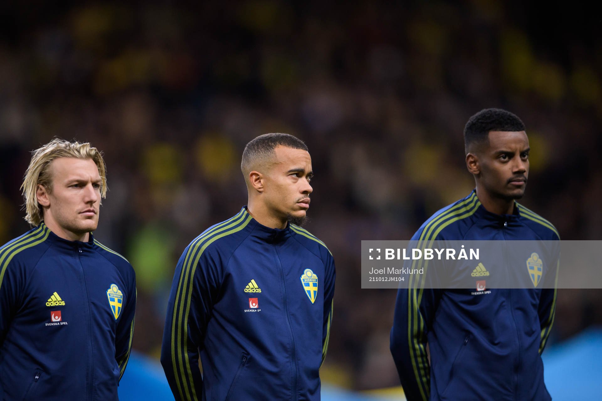 Emil Forsberg, Robin Quaison and Alexander Isak of Sweden
