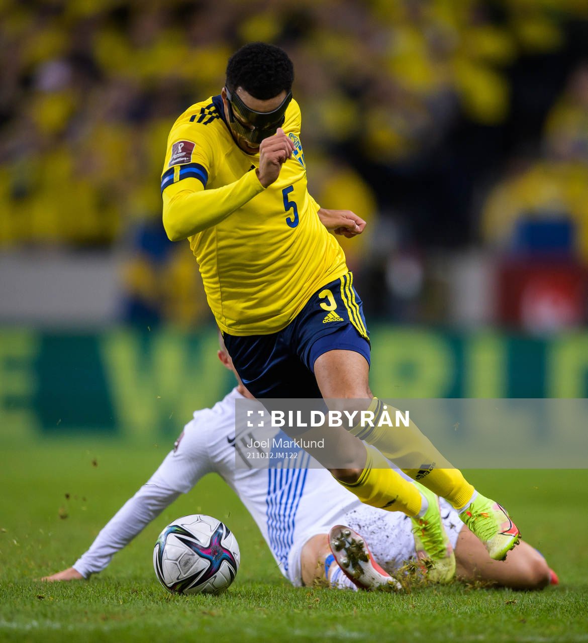Martin Olsson of Sweden in action against Dimitris Pelkas