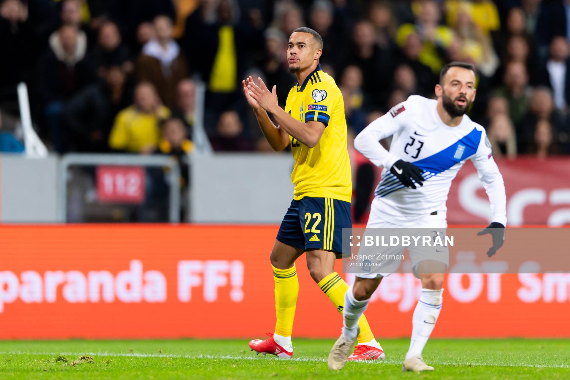Robin Quaison of Sweden looks dejected
