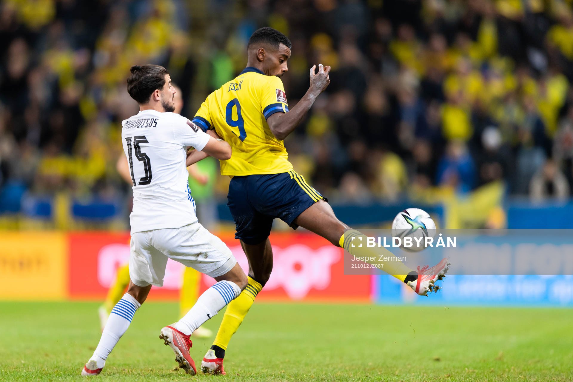 Thanasis Androutsos of Greece and Alexander Isak of Sweden