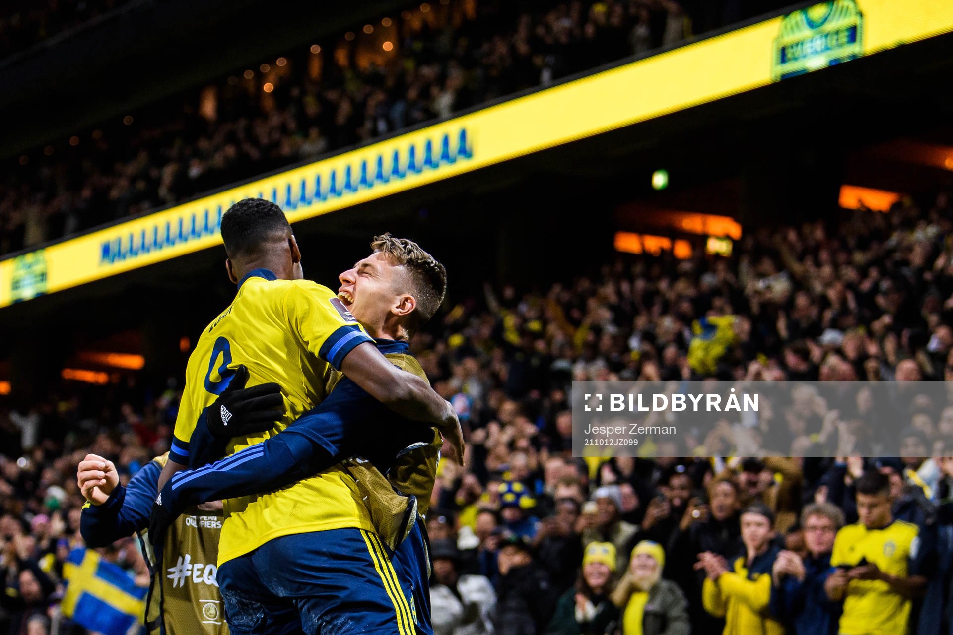 Alexander Isak of Sweden celebrate together with Mattias