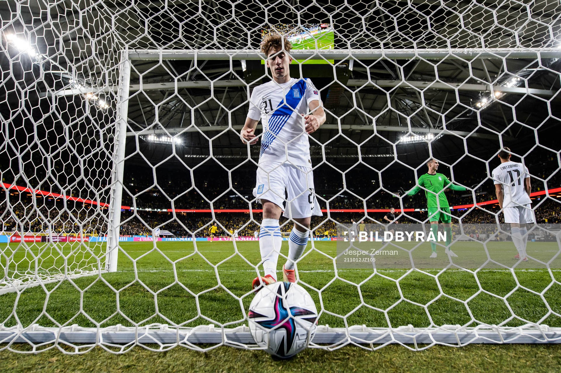 Kostas Tsimikas of Greece looks dejected