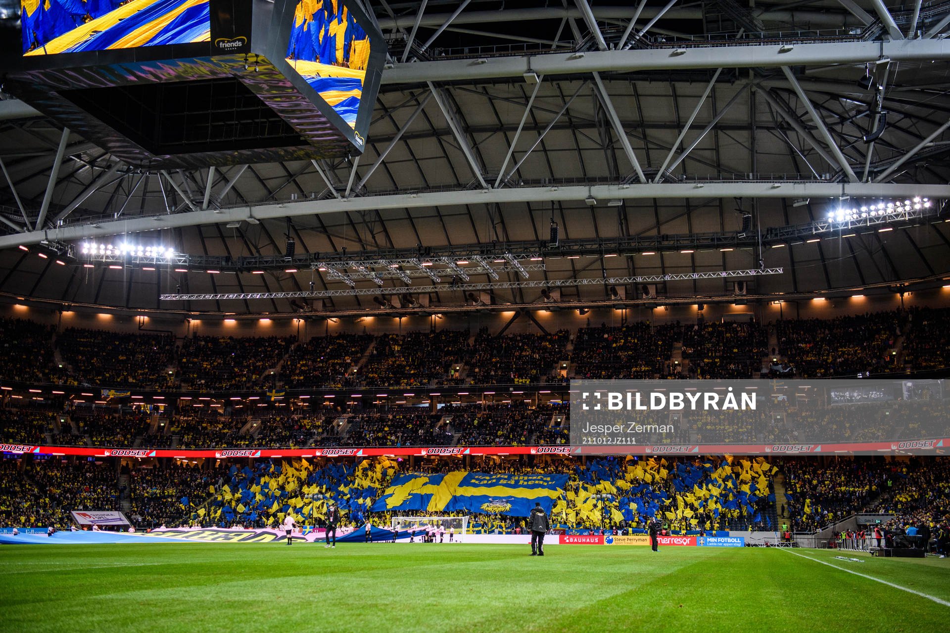 Supporters of Sweden with a tifo