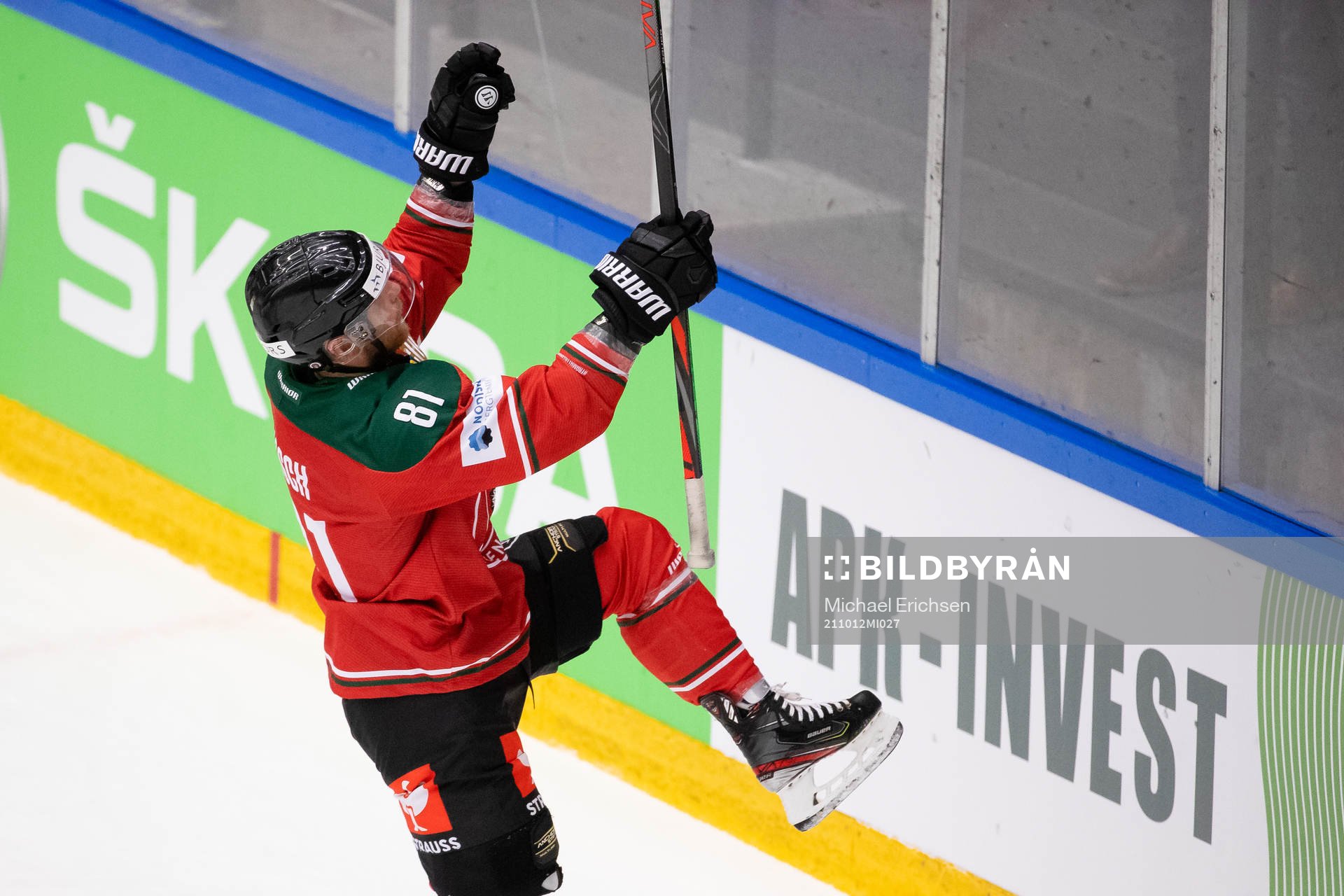 Ryan Lasch of Frölunda celebrates scoring 1-0
