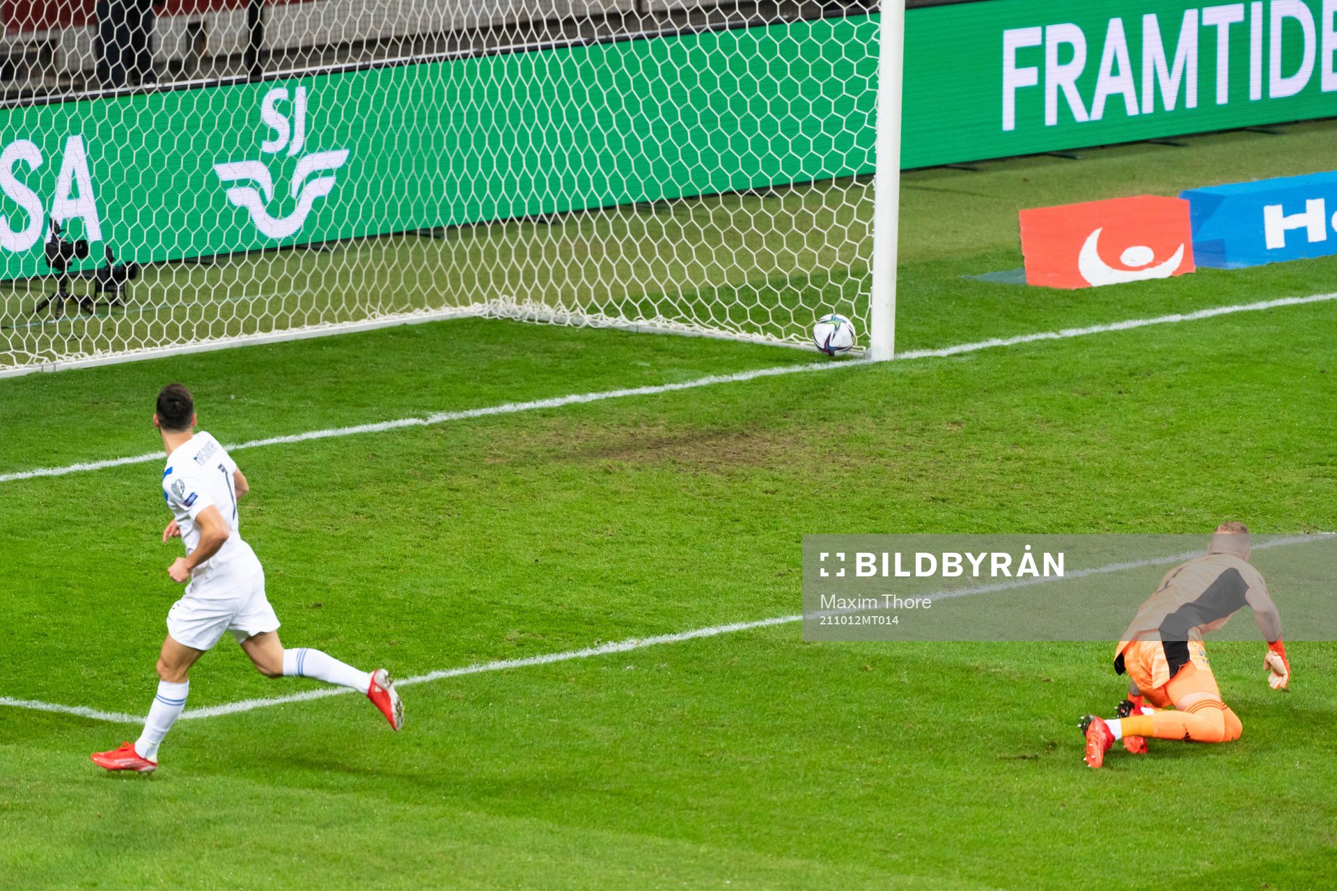 Giorgos Masouras of Greece scores a goal that is not