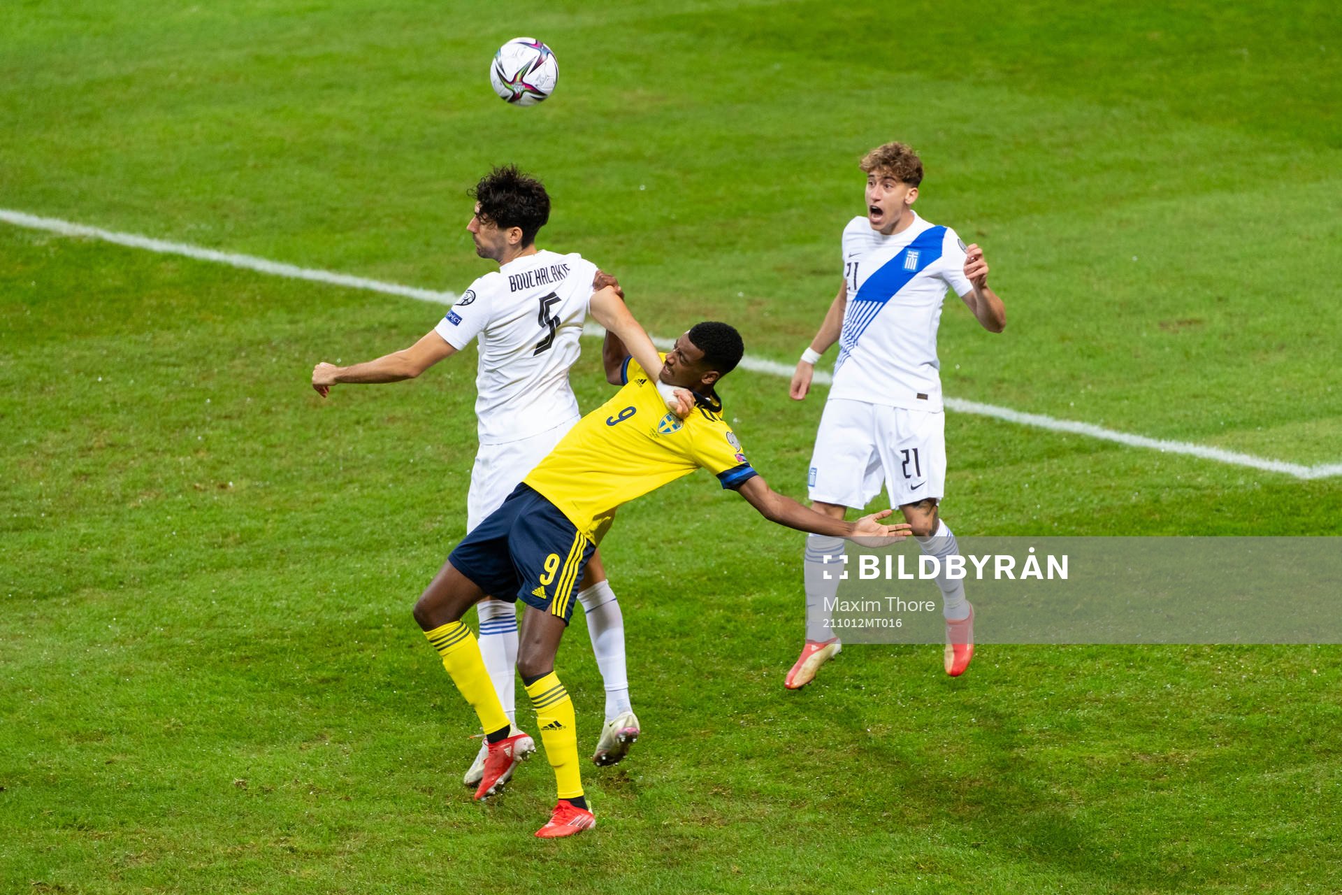 Andreas Bouchalakis of Greece and Alexander Isak of Sweden