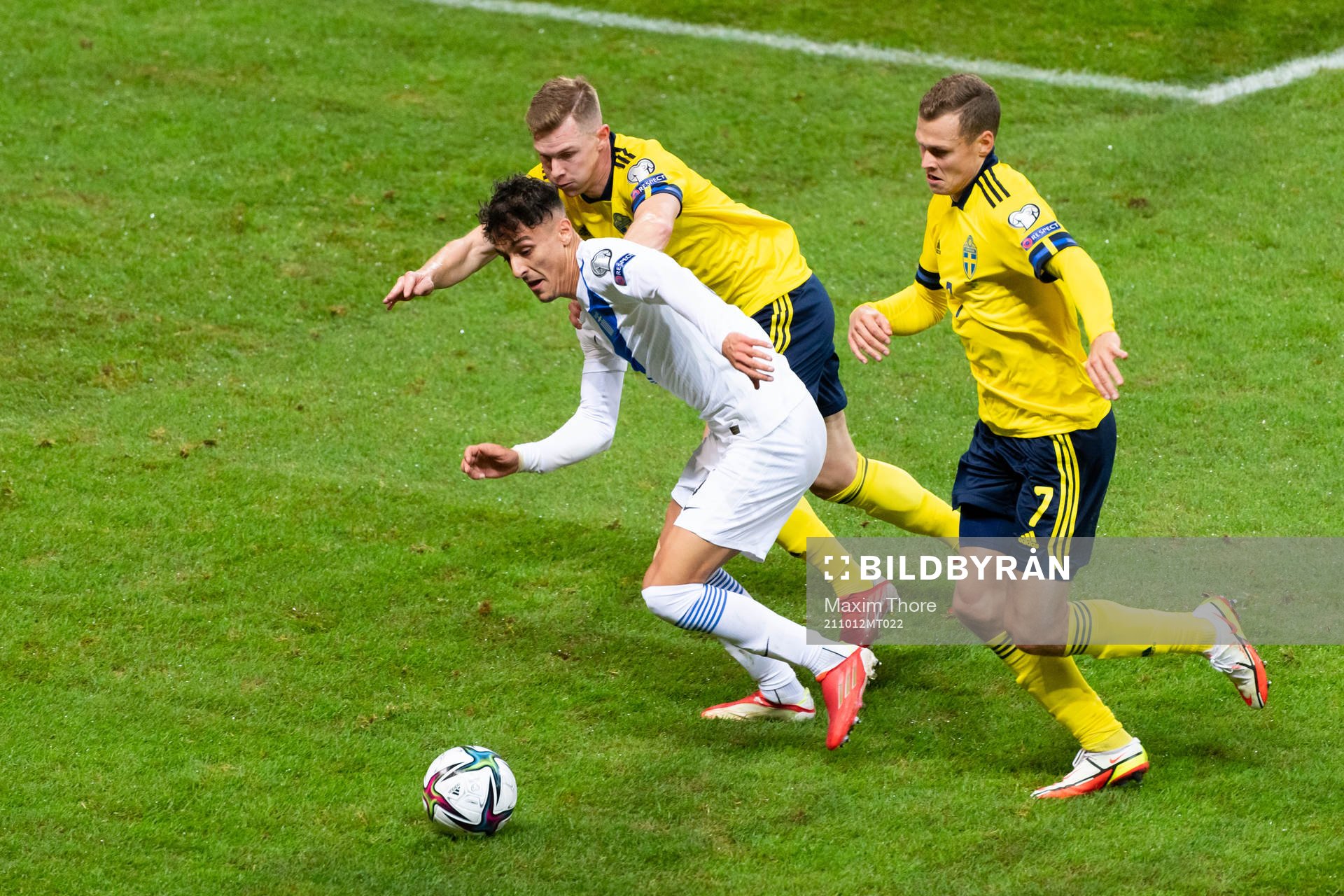 Dimitris Giannoulis of Greece against Emil Krafth and