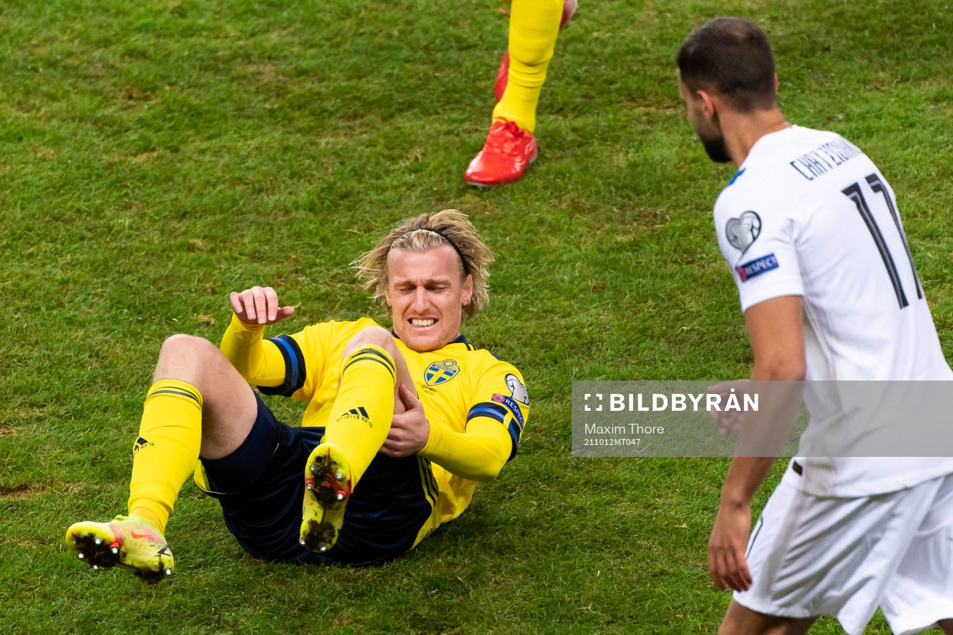 Emil Forsberg of Sweden in pain