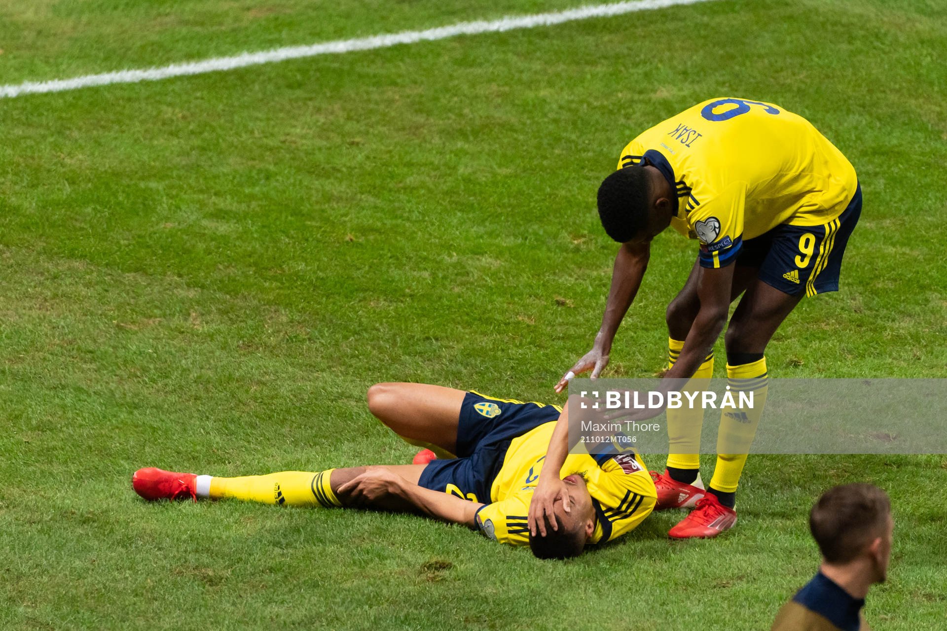 Robin Quaison of Sweden in pain