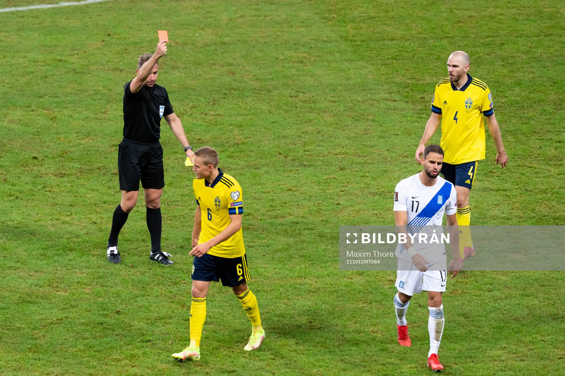 Pantelis Hatzidiakos of Greece leaves the pitch