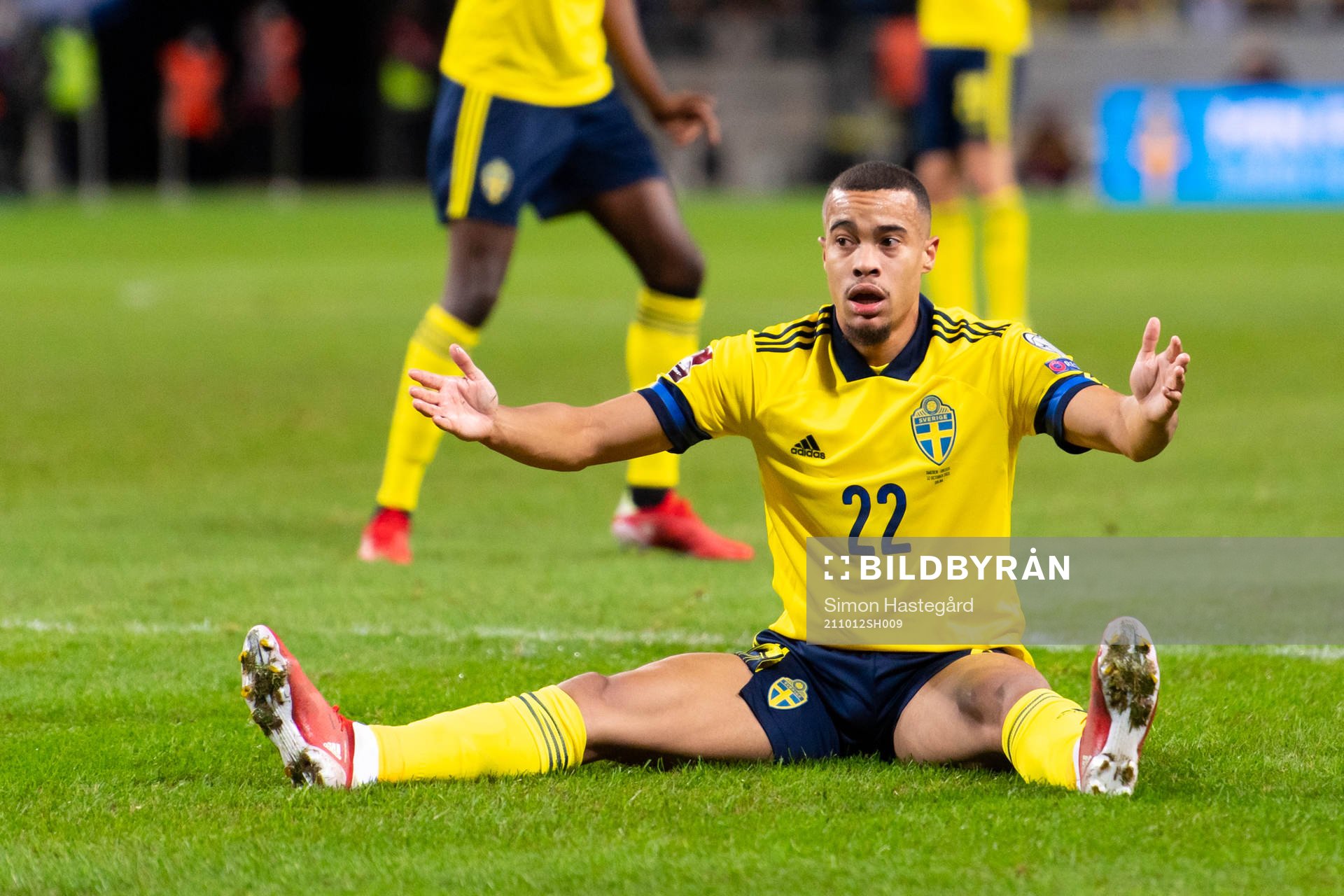 Robin Quaison of Sweden looks dejected