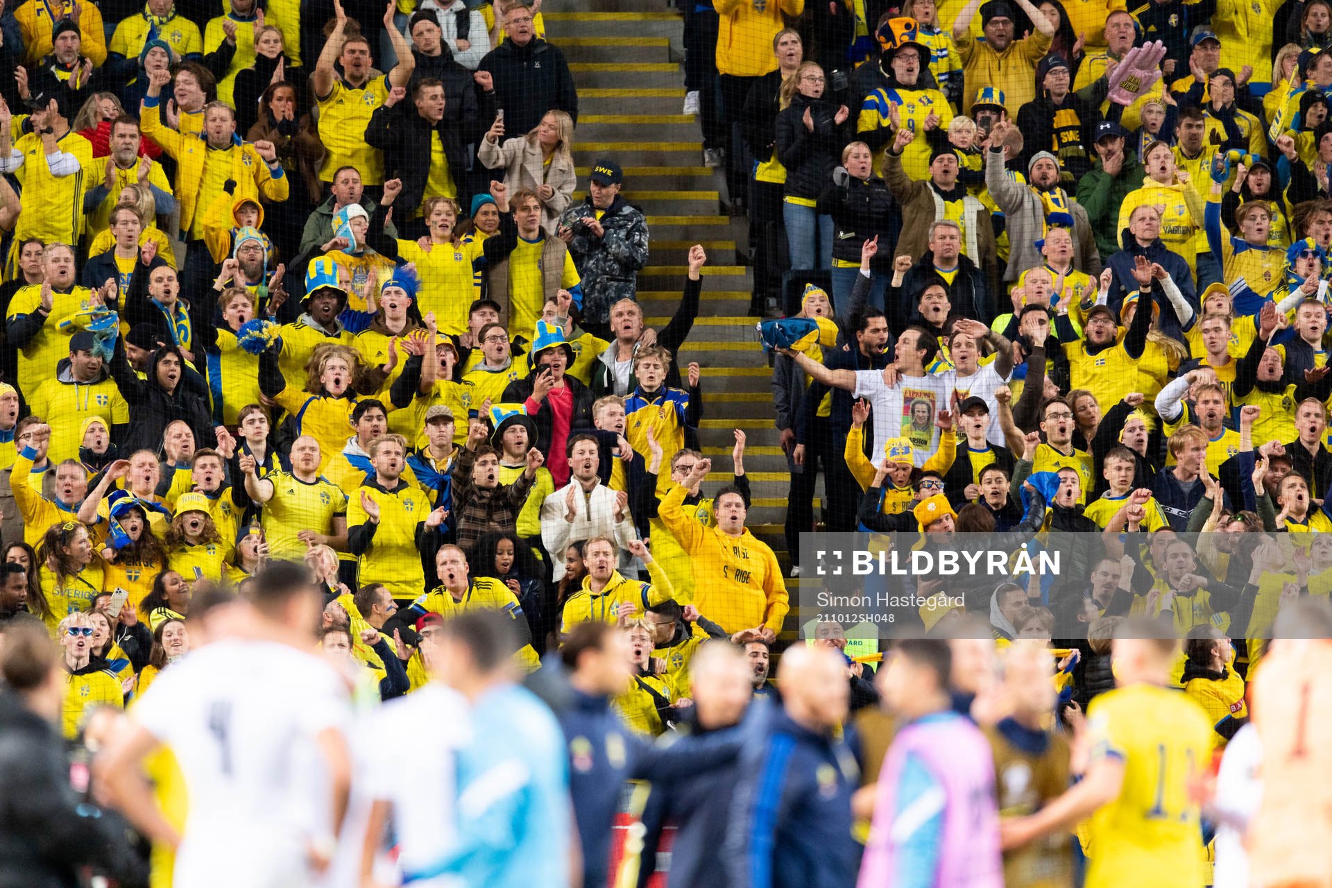The Swedish supporters celebrate