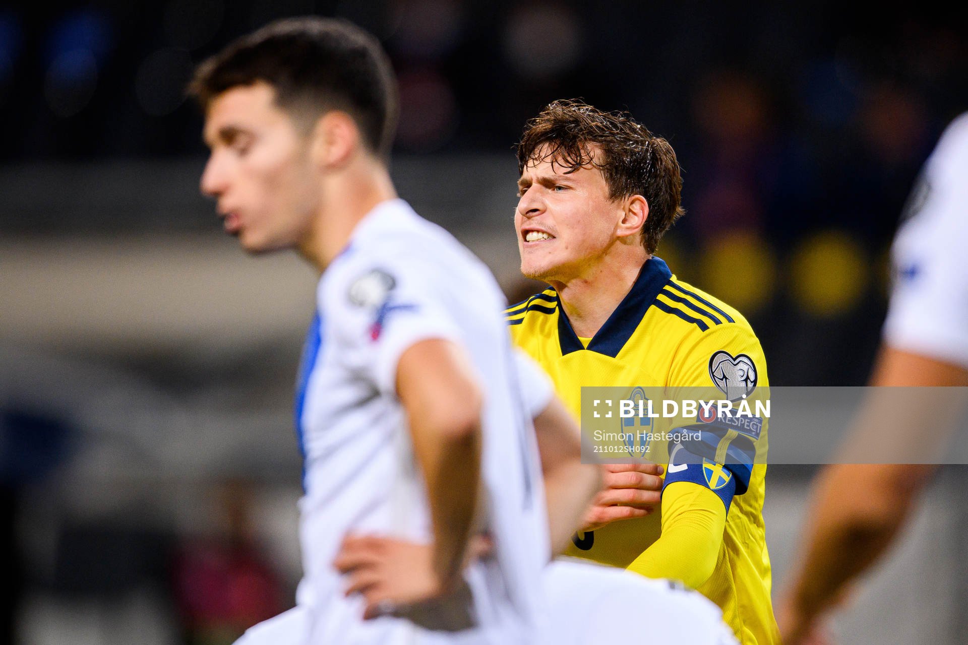 Victor Nilsson Lindelöf of Sweden reacts