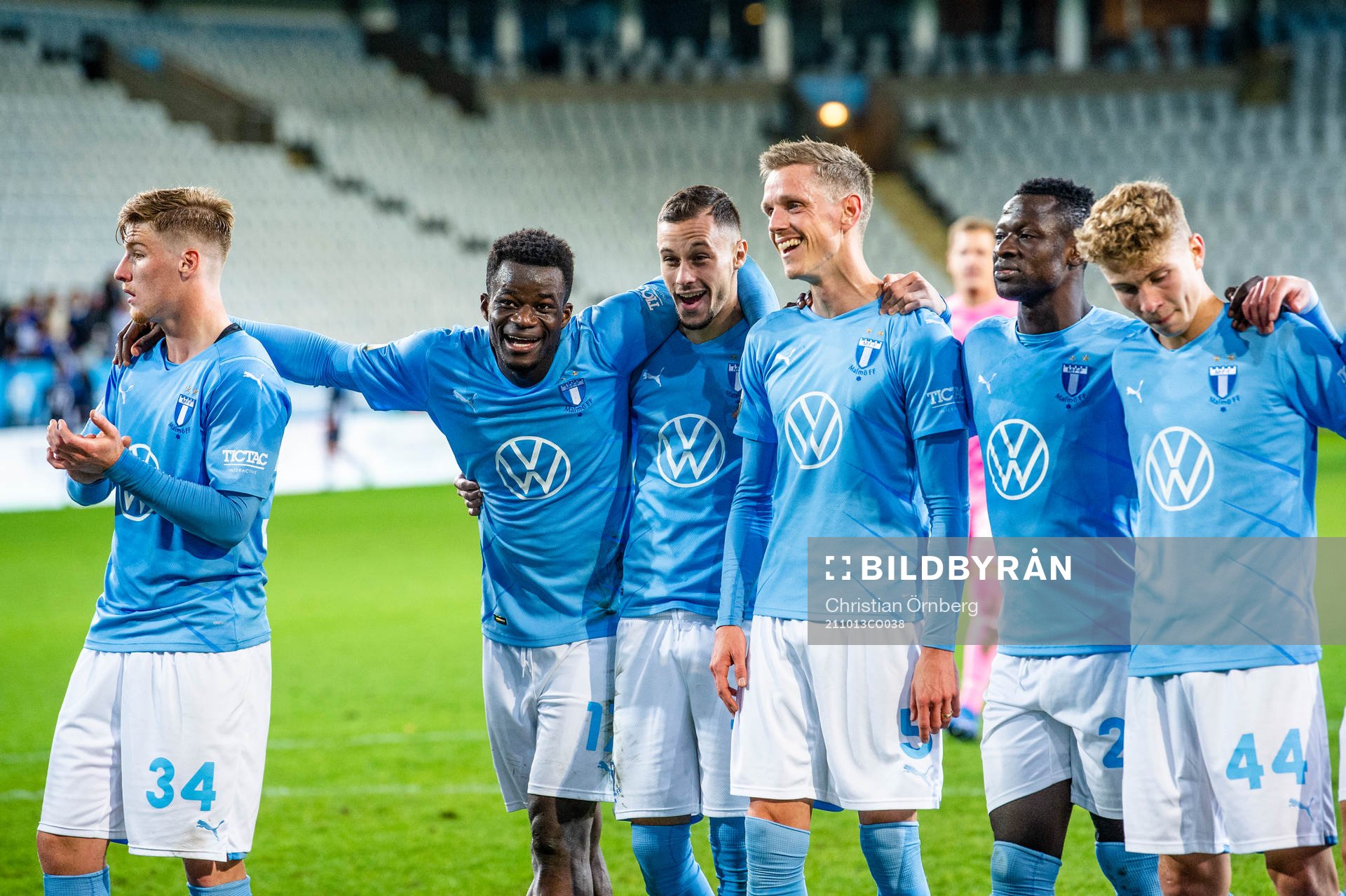 Malmö FFs Markus Björkqvist, Malik Abubakari, Veljko