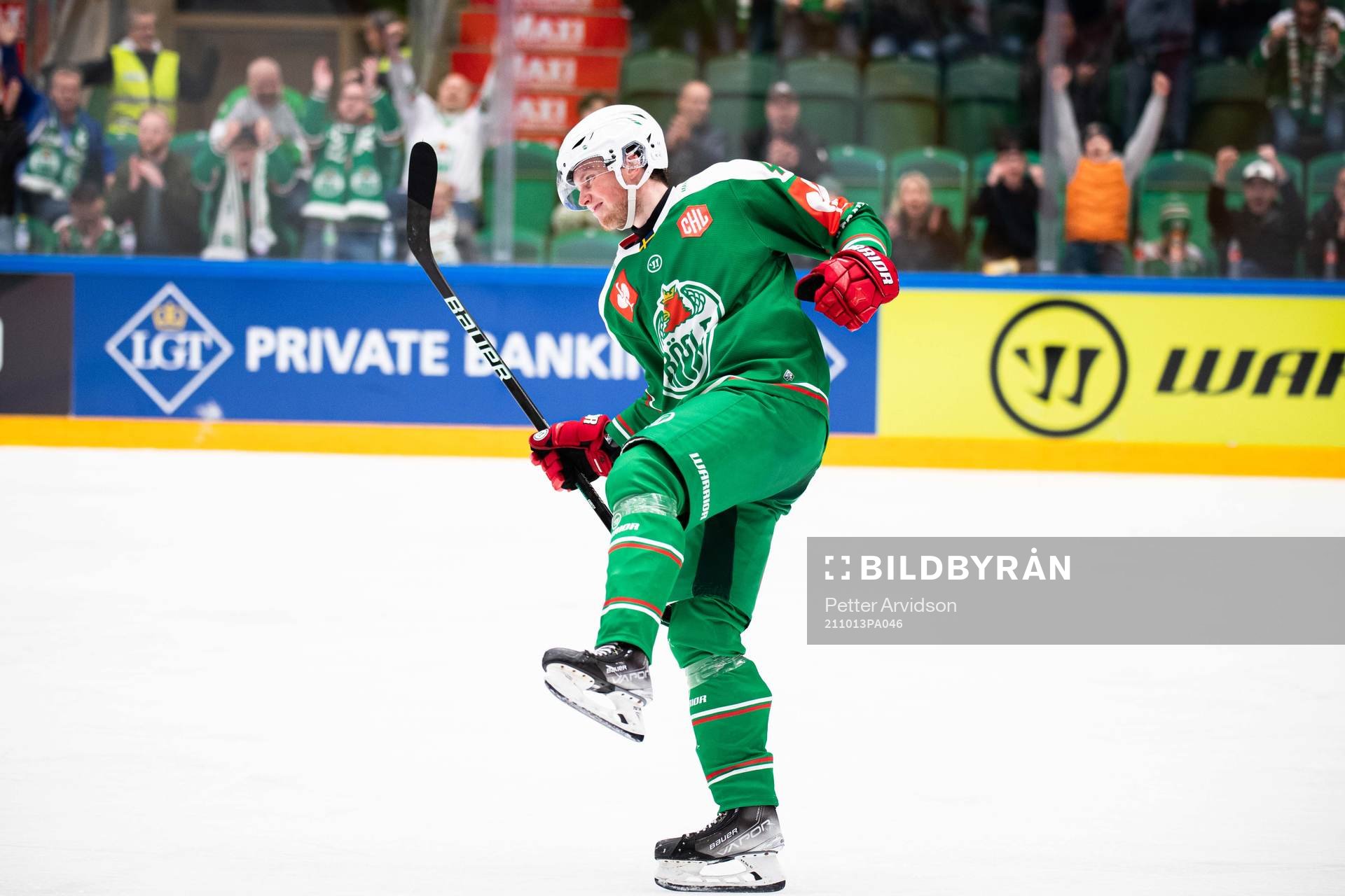 Oskar Stål Lyrenäs of Rögle celebrates