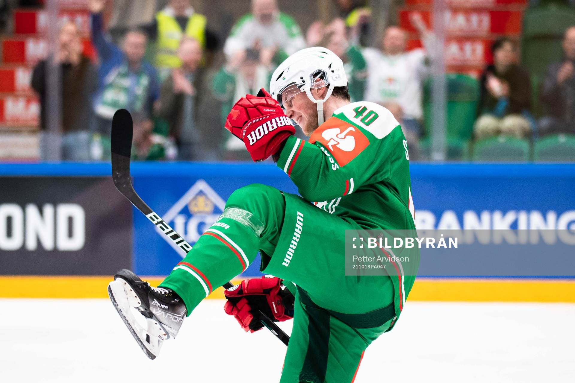 Oskar Stål Lyrenäs of Rögle celebrates