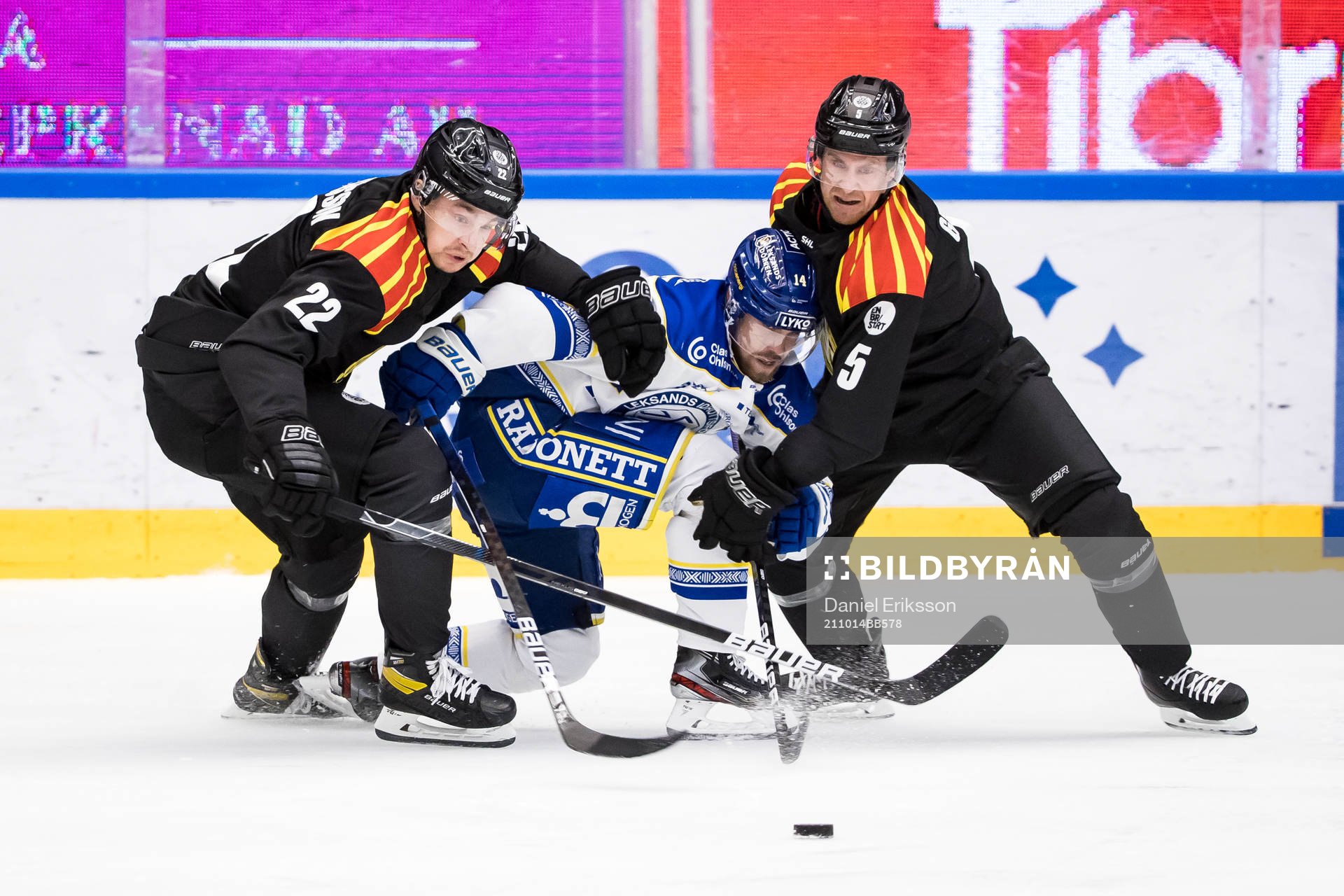 Brynäs Adam Pettersson och Leksands Oskar Lang och Brynäs