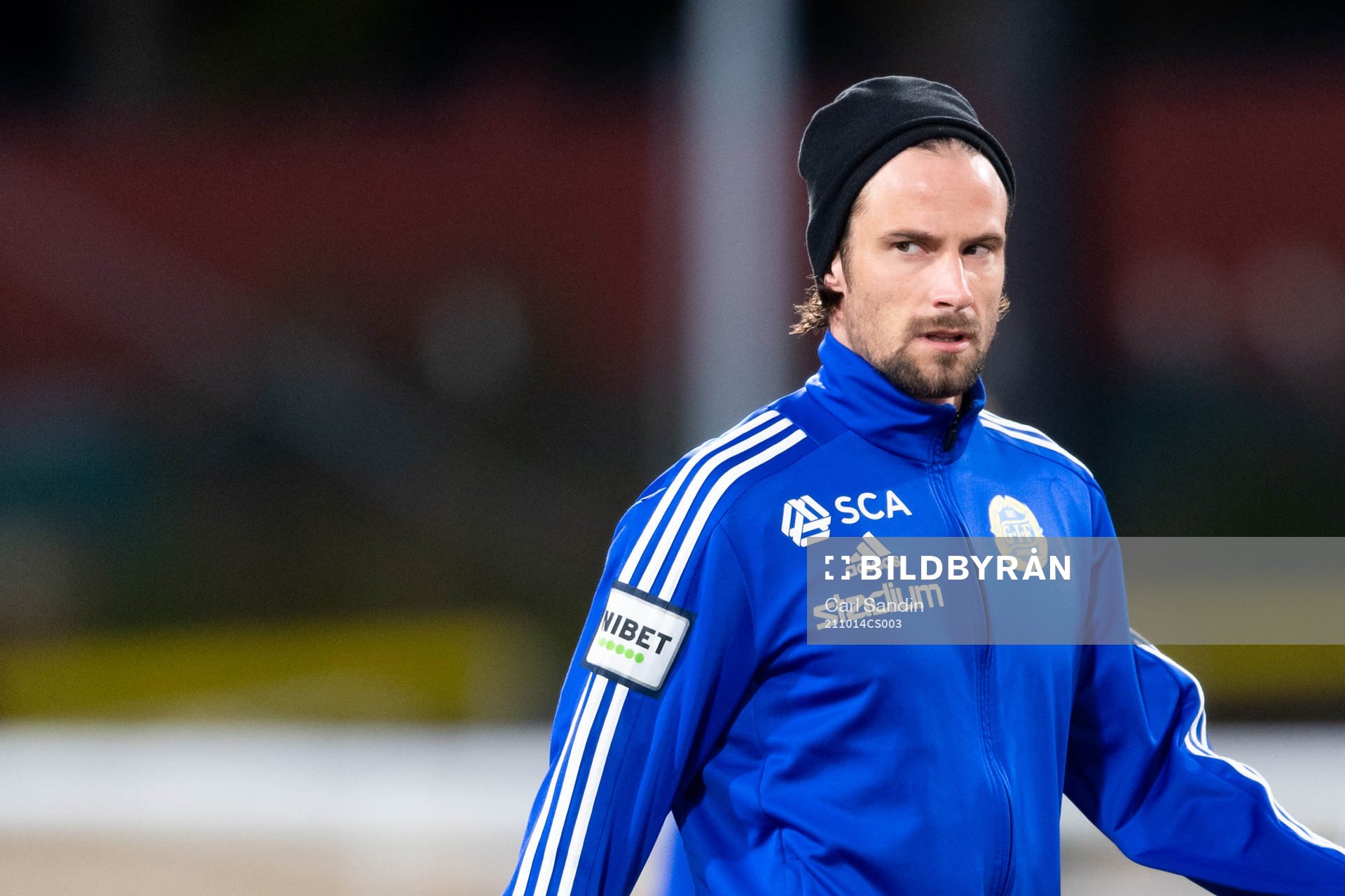 Sundsvalls Linus Hallenius innan fotbollsmatchen i Superettan mellan Jönköpings Södra och GIF Sundsvall den 14 oktober 2021 i Jönköping.