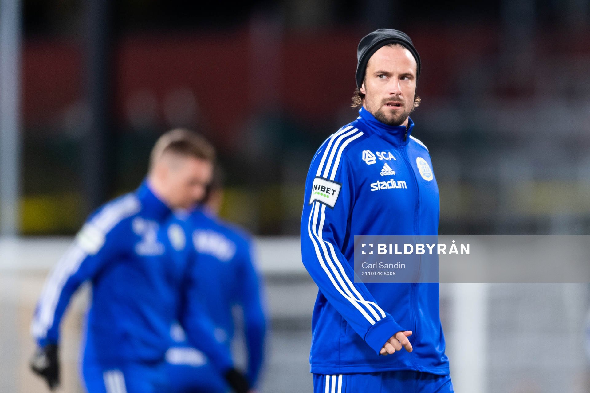Sundsvalls Linus Hallenius innan fotbollsmatchen i Superettan mellan Jönköpings Södra och GIF Sundsvall den 14 oktober 2021 i Jönköping.