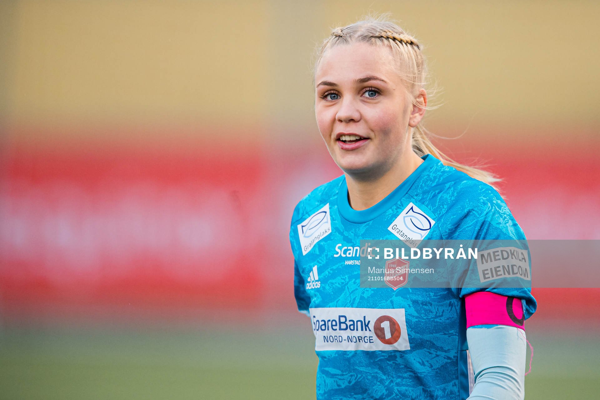 Hanne Larsen of Medkila ahead of the 1. division football match between Medkila and Fløya on October 16, 2021 in Harstad.