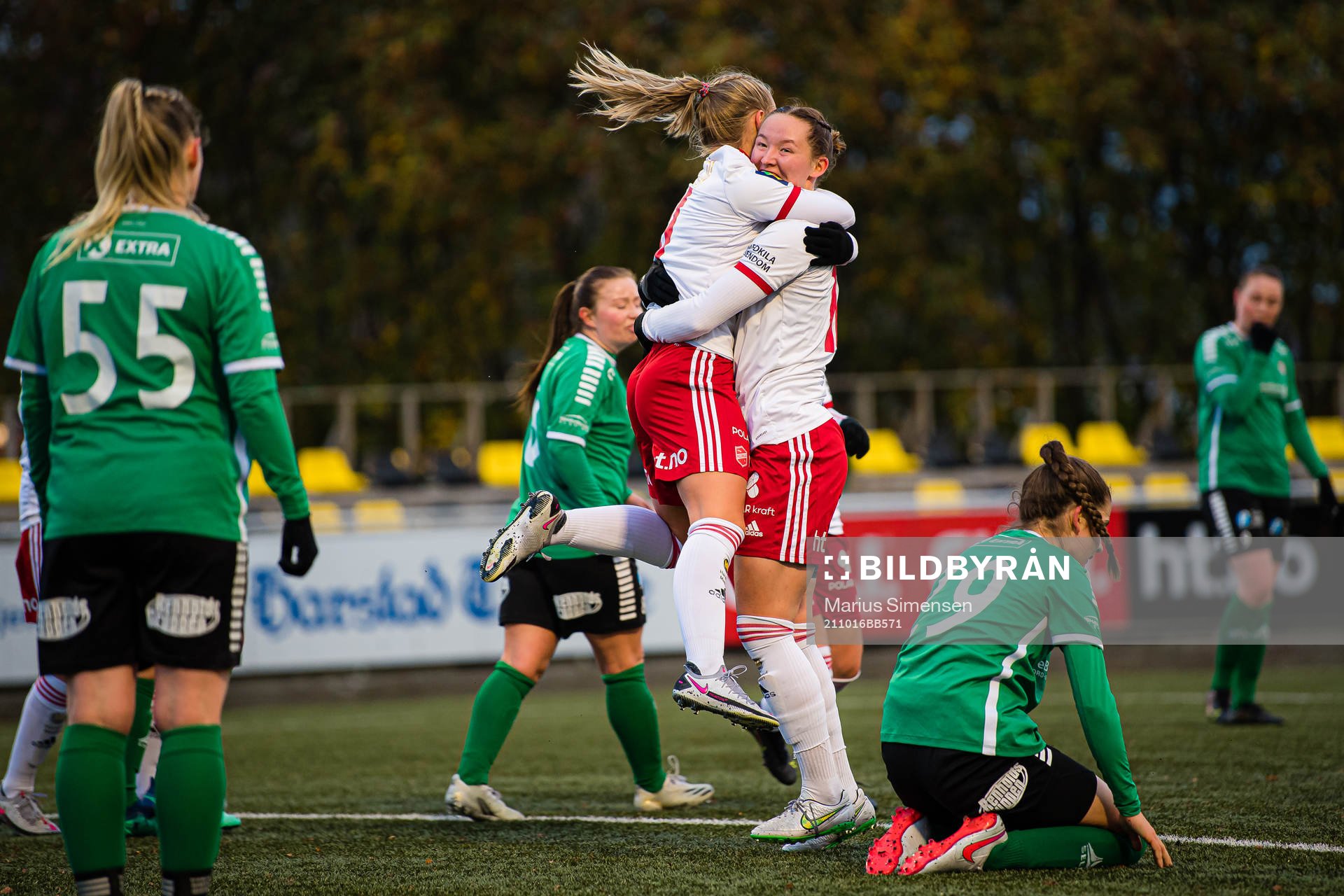 Miriam Vilnes Mjåset of Medkila celebrates after scoring the 1-0 goal during the 1. division football match between Medkila and Fløya on October 16, 2021 in Harstad.