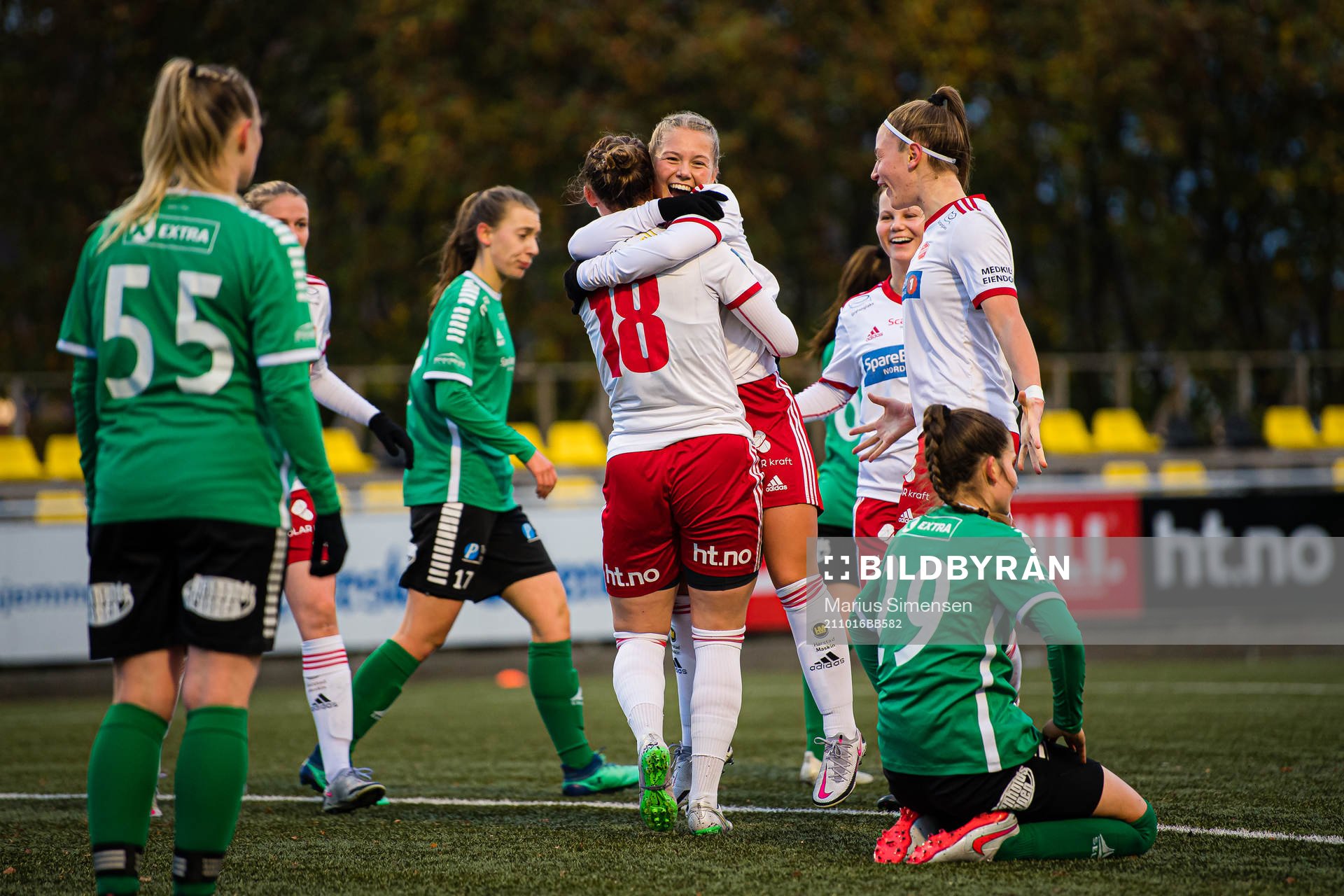 Miriam Vilnes Mjåset of Medkila celebrates after scoring the 1-0 goal during the 1. division football match between Medkila and Fløya on October 16, 2021 in Harstad.