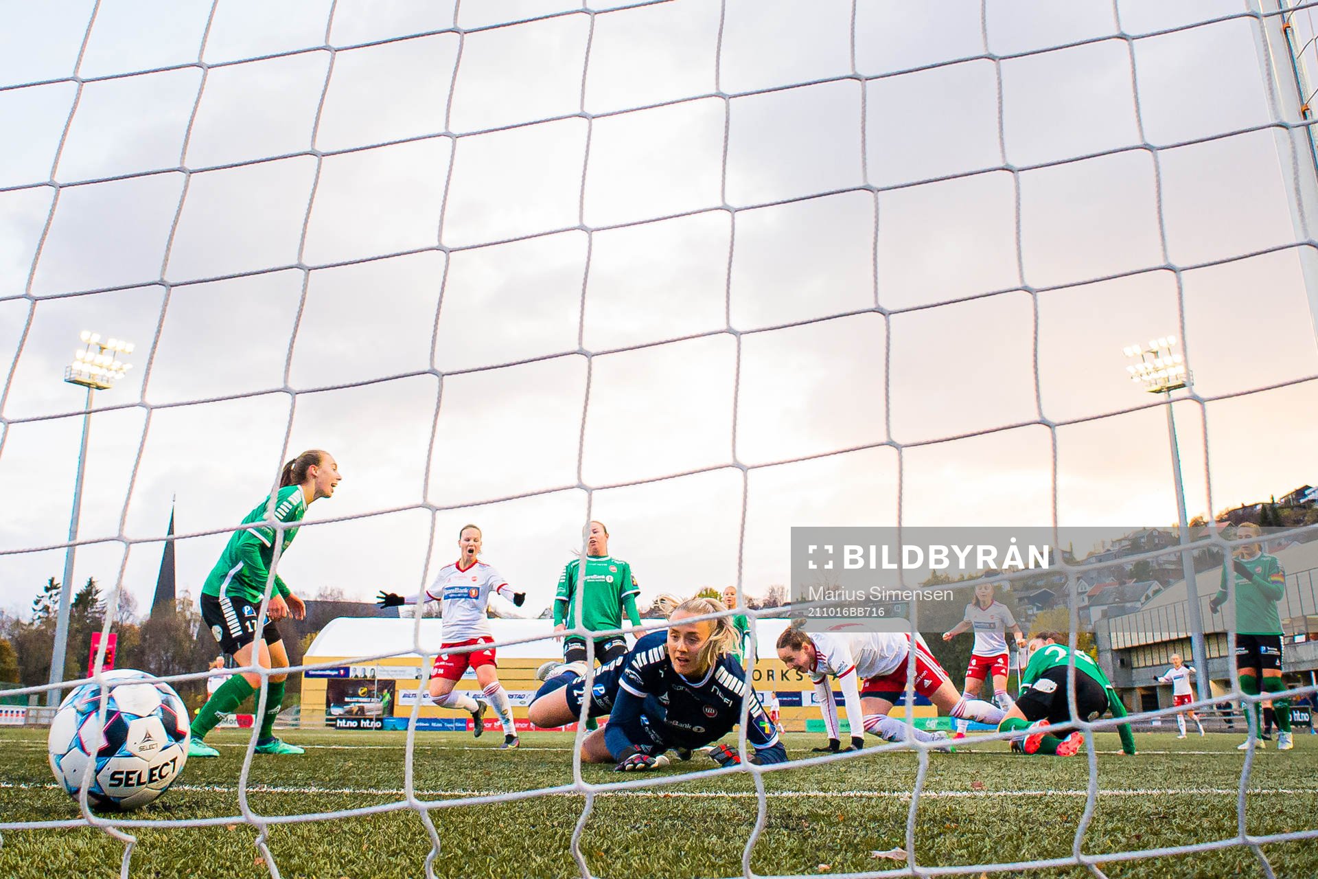 Miriam Vilnes Mjåset of Medkila scores the 1-0 goal during the 1. division football match between Medkila and Fløya on October 16, 2021 in Harstad.