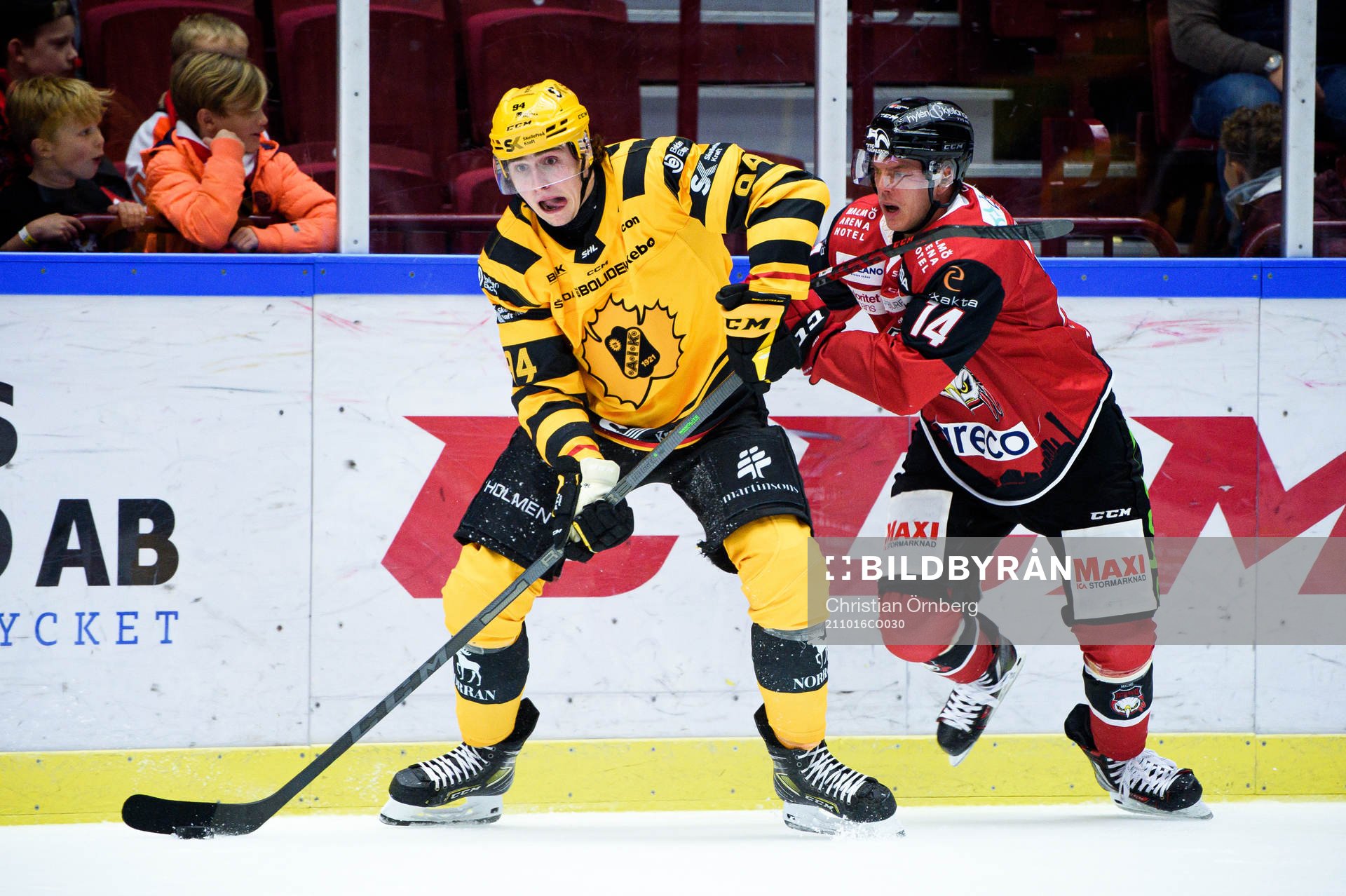 Skellefteås Linus Karlsson och Malmö Redhawks Carl-Johan