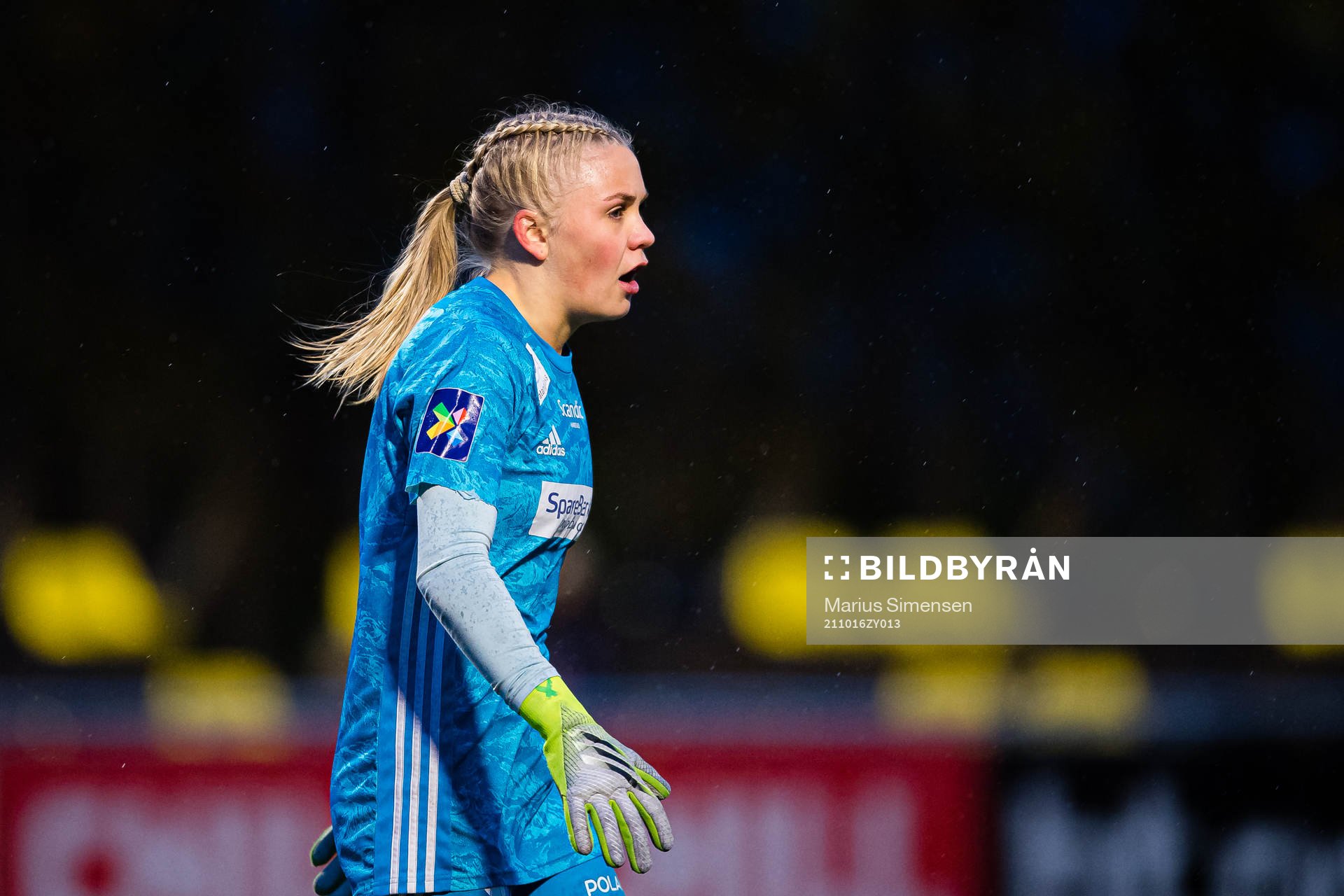 Goalkeeper Hanne Larsen of Medkila during the 1. division football match between Medkila and Fløya on October 16, 2021 in Harstad.