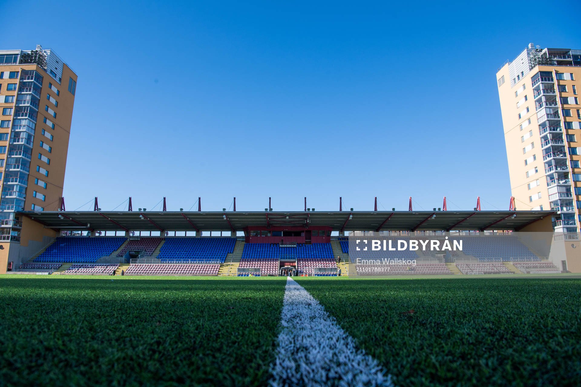 Vy över Tunavallen inför fotbollsmatchen i Damallsvenskan mellan Eskilstuna United och Örebro den 17 oktober 2021 i Eskilstuna. 