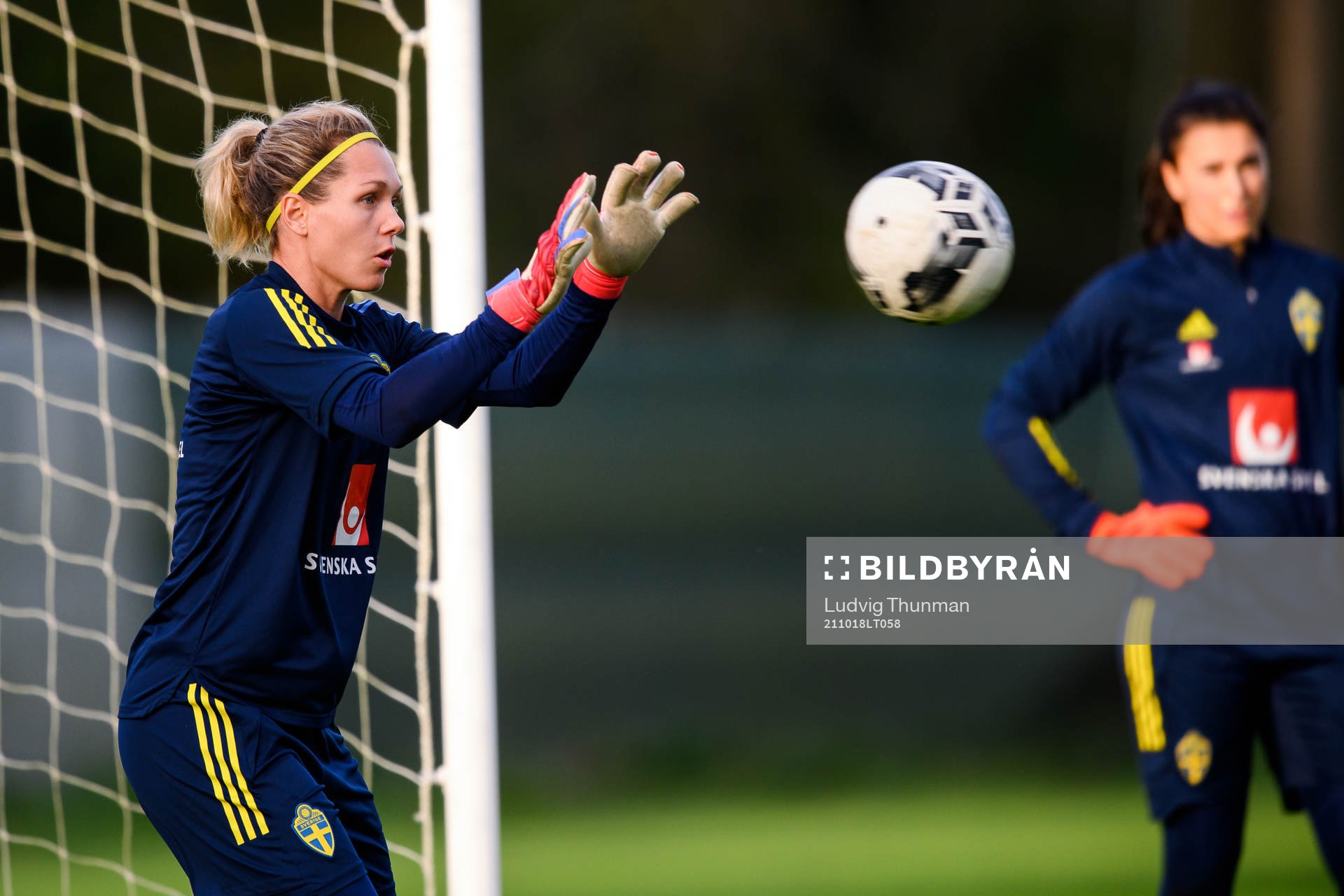 Goalkeeper Jennifer Falk of the Swedish women's national