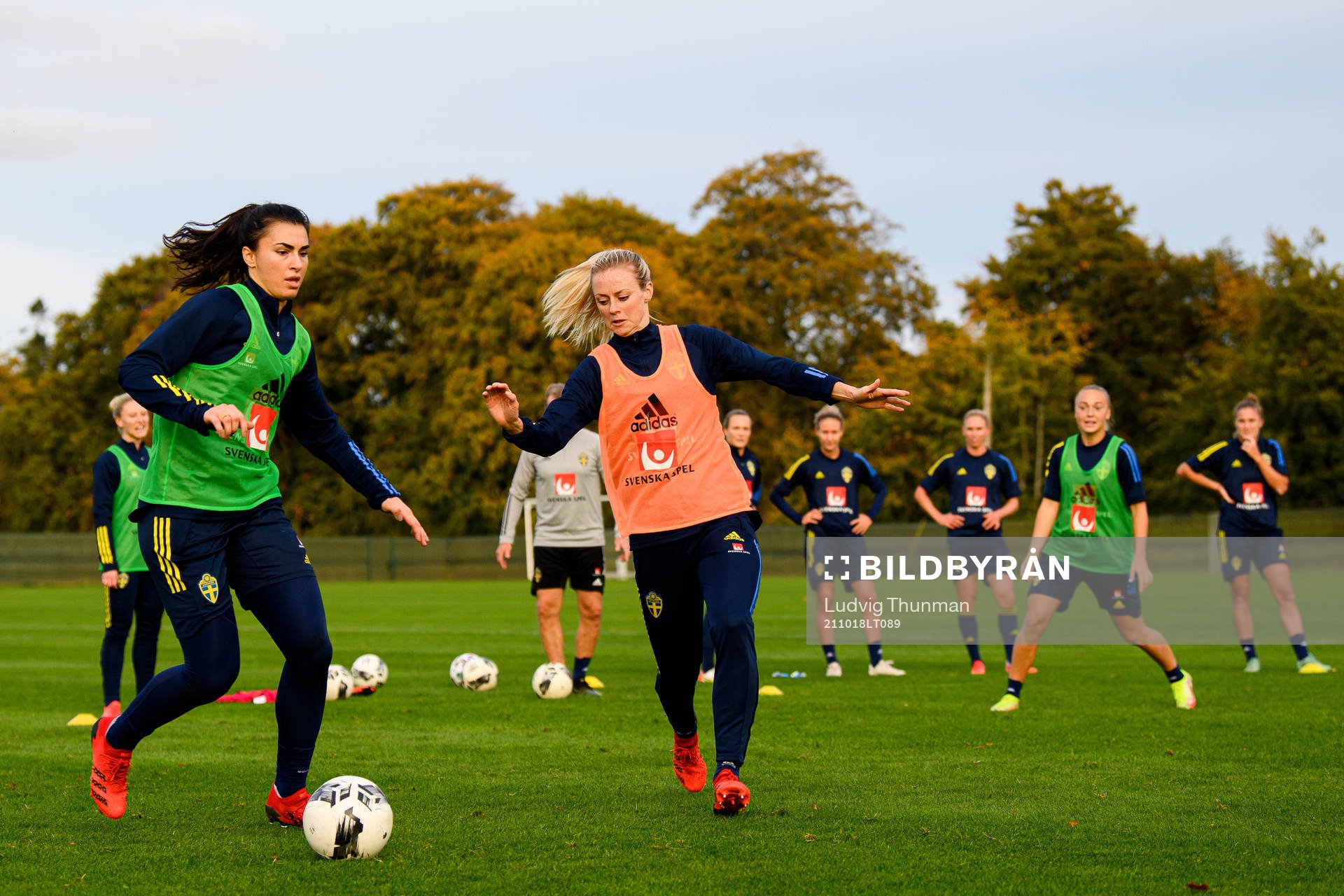 Goalkeeper Zecira Musovic and Amanda Ilestedt of the