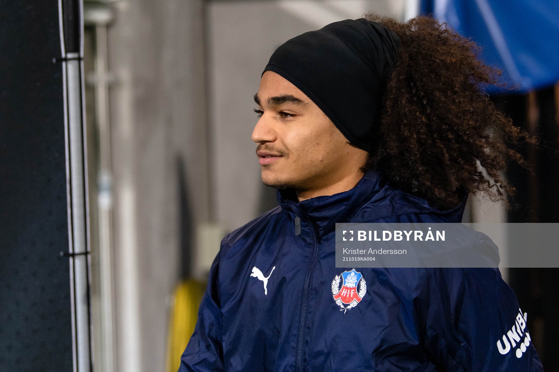 Helsingborgs Adam Kaied före fotbollsmatchen i Superettan