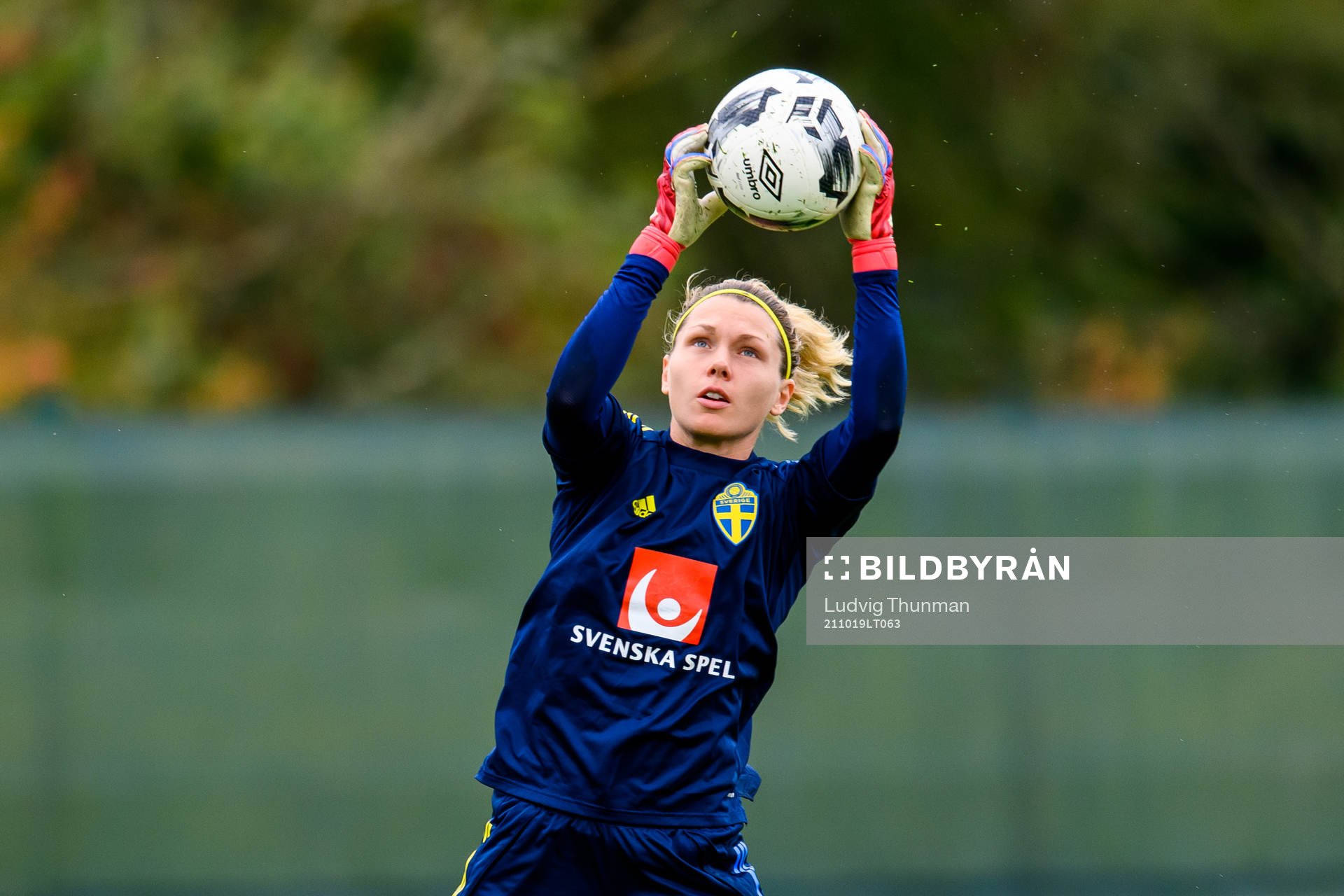 Goalkeeper Jennifer Falk of the Swedish women's national
