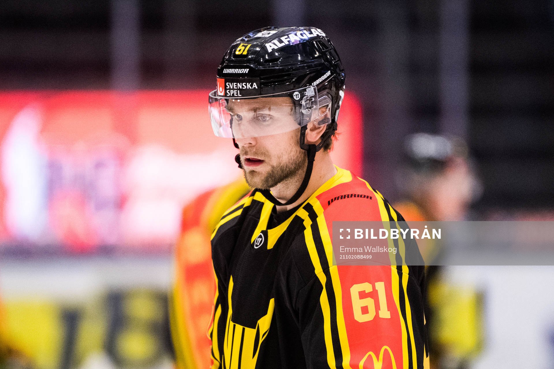 Västerås Daniel Gunnarsson innan ishockeymatchen i