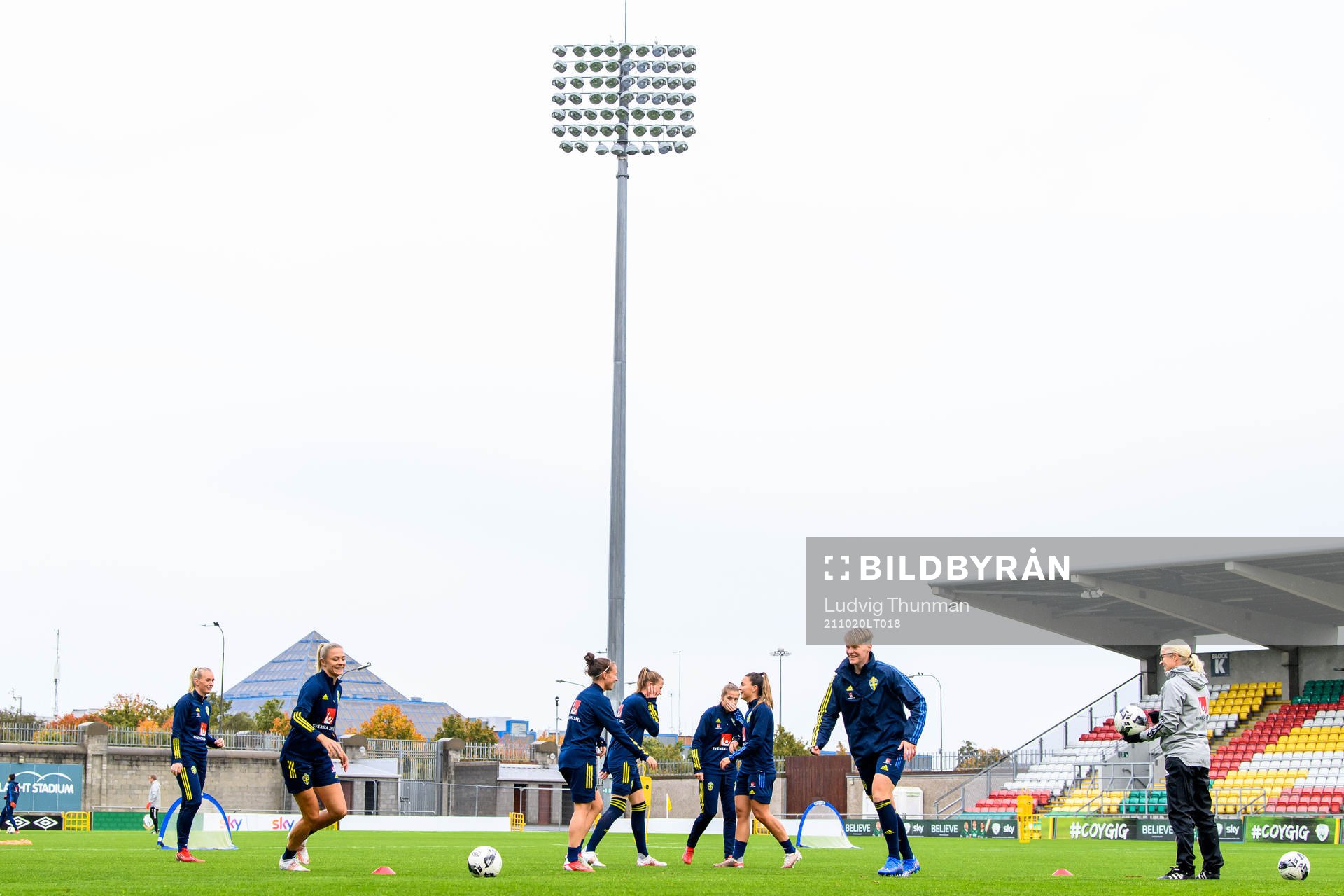 Players of the Swedish women's national football team warm