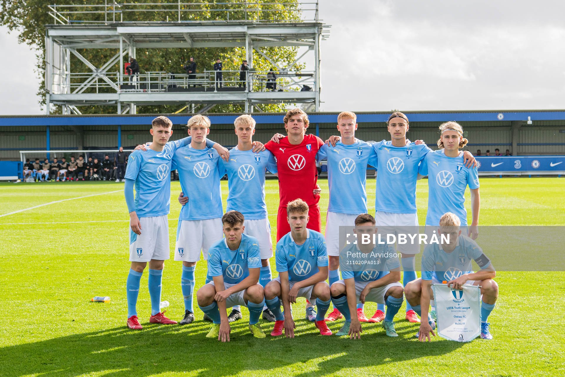Players of Malmö FF pose for a team group photo